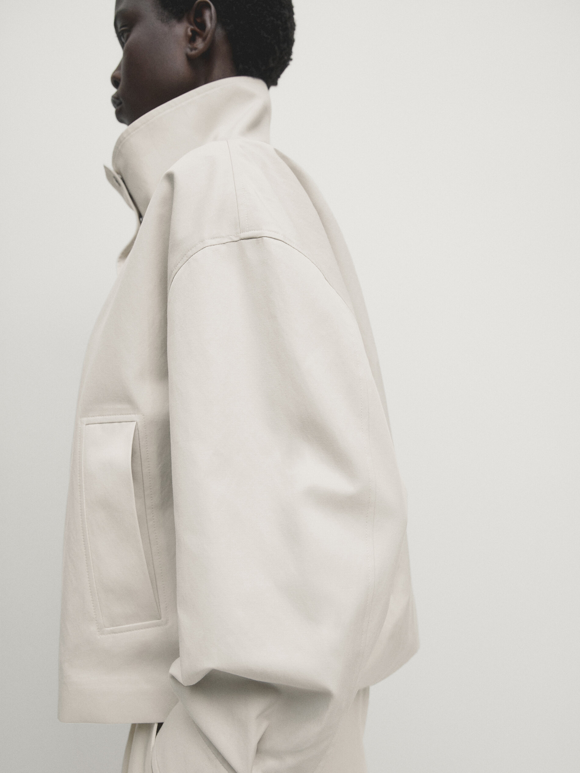 High neck jacket with snap buttons