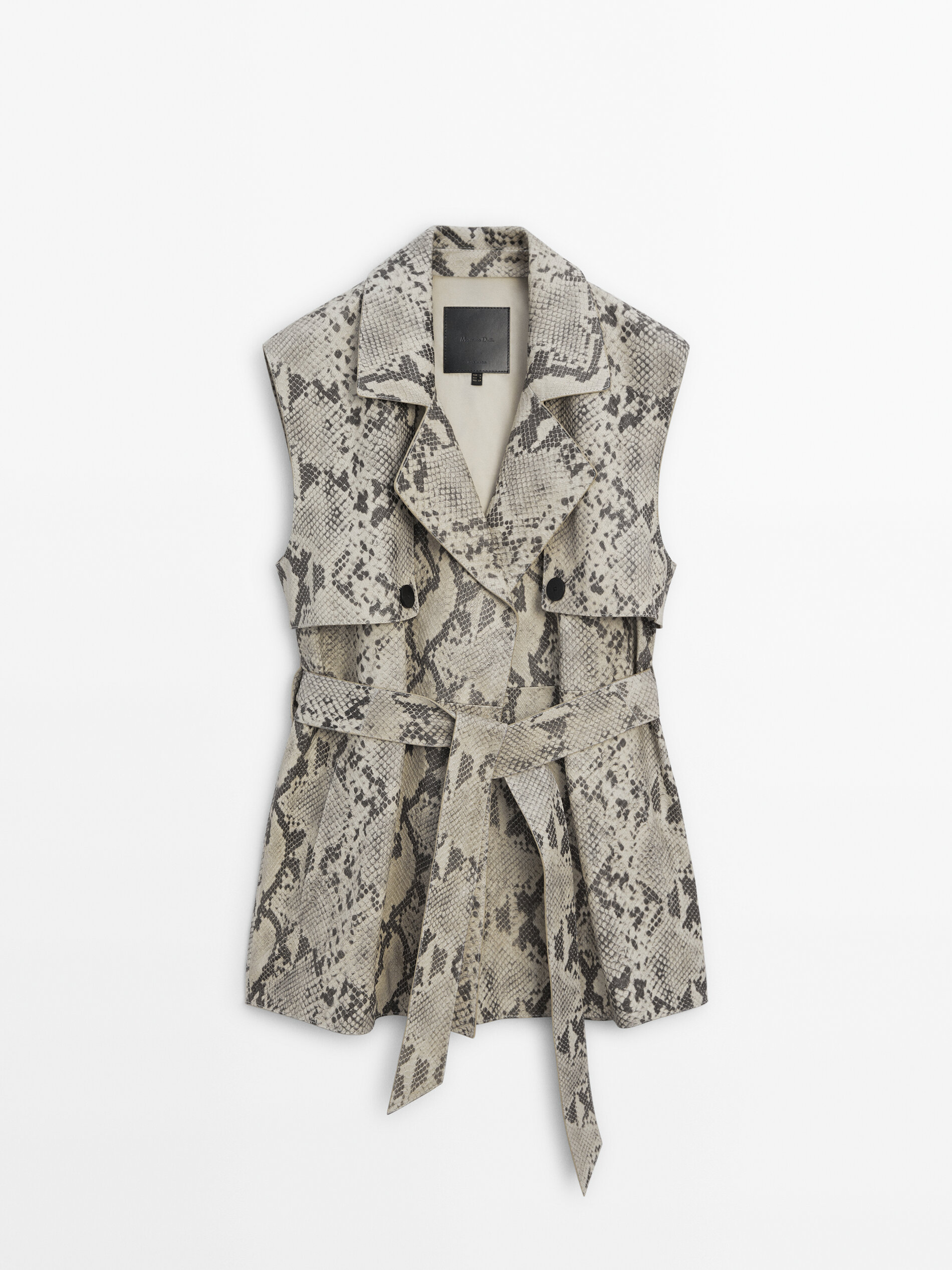 Veste sans manches en cuir imprim serpent Blanc Casse