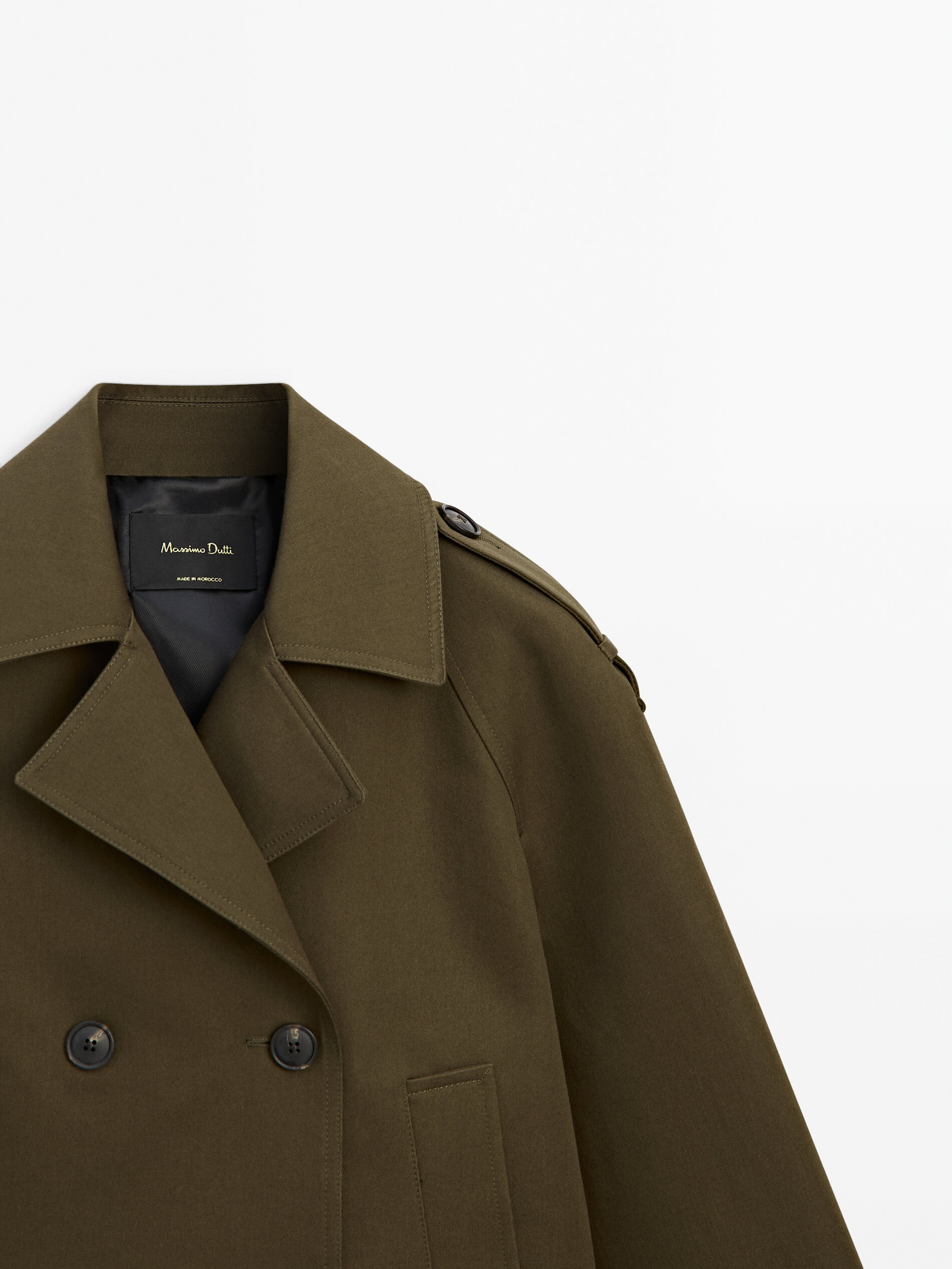Zara olive outlet green trench coat