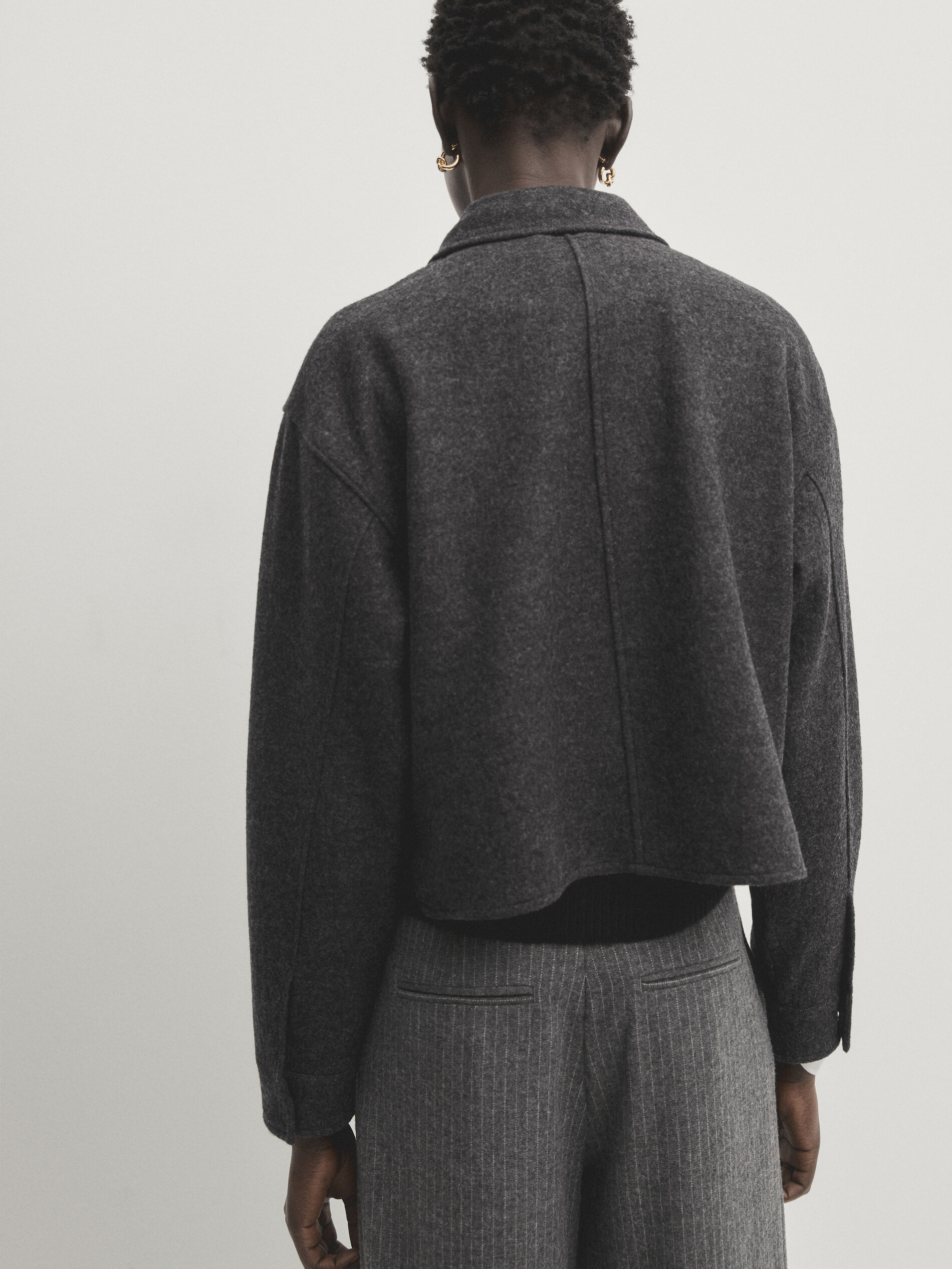 Felted wool blend jacket with pockets