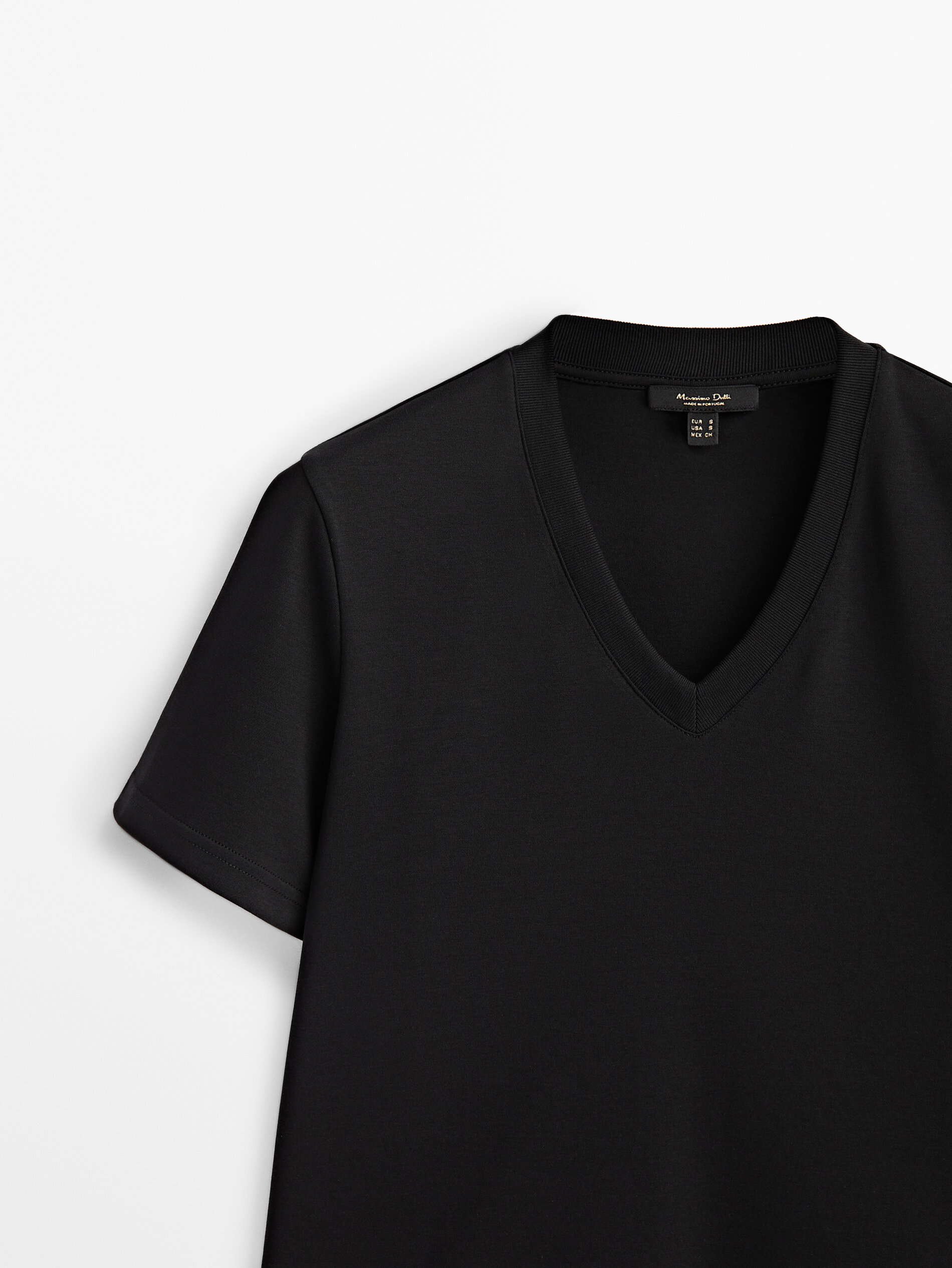 Cotton V neck T shirt Black Cream T shirts And Polo Shirts
