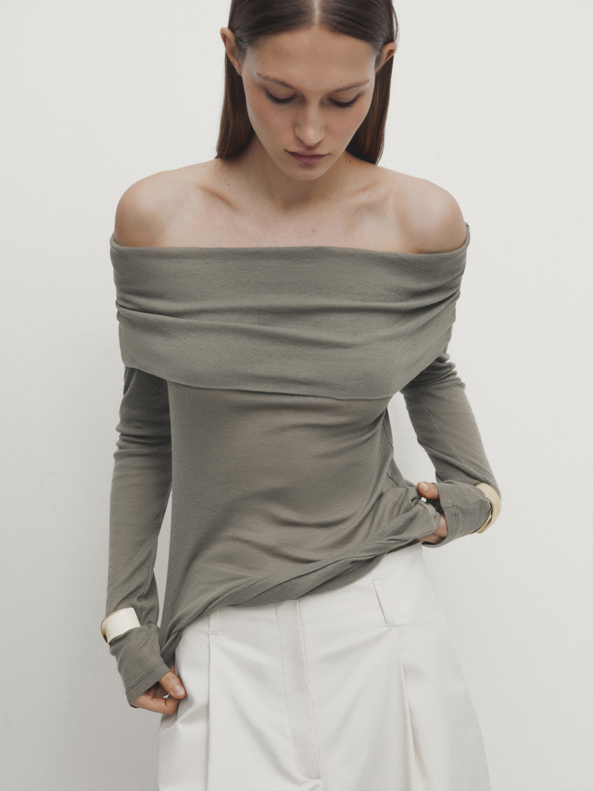 Off shoulder polo top deals