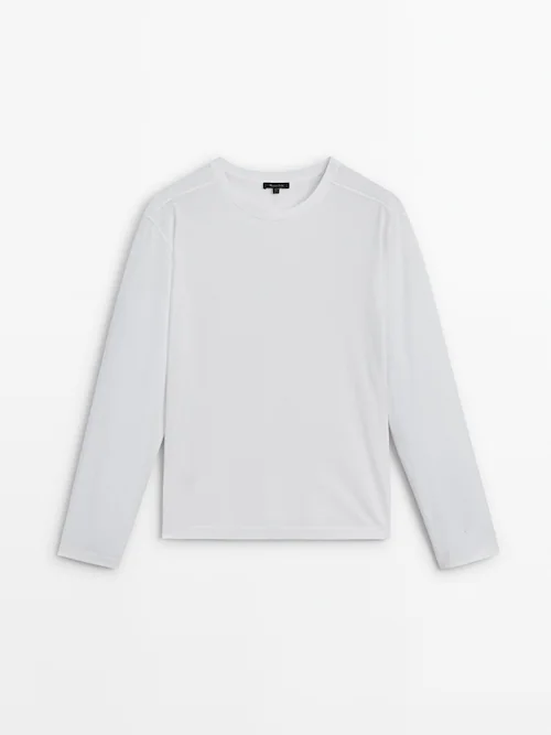 | · Massimo reiner aus Baumwolle Dutti Weiss · Langarmshirt Shirts