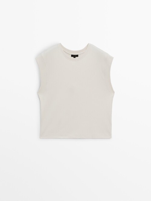 마시모두띠 Massimo Dutti Sleeveless 100% cotton T-shirt