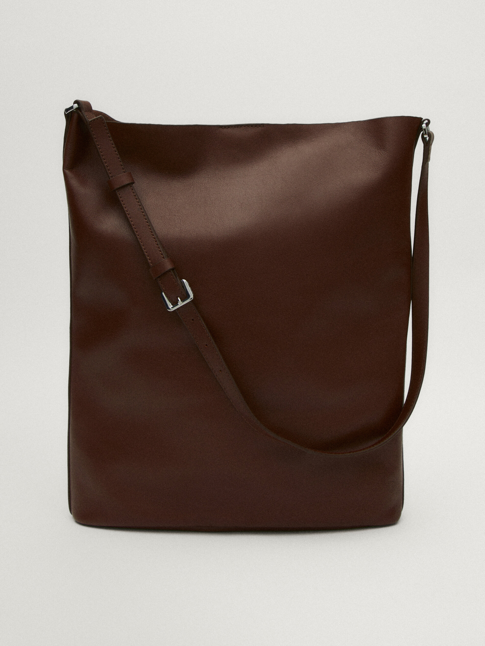 Leather shop bucket crossbody