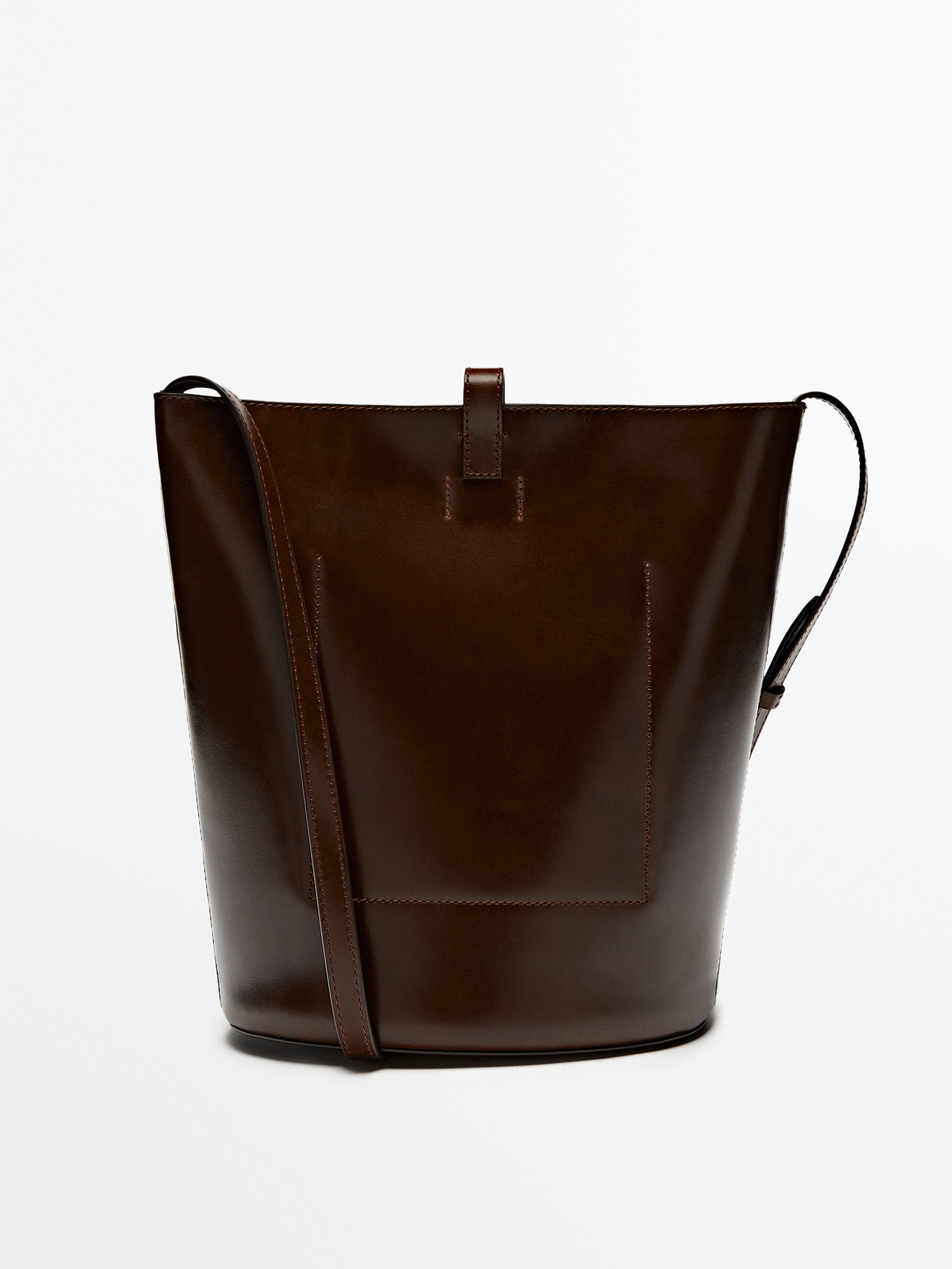 Nappa leather bucket bag with buckle Leather Accessories