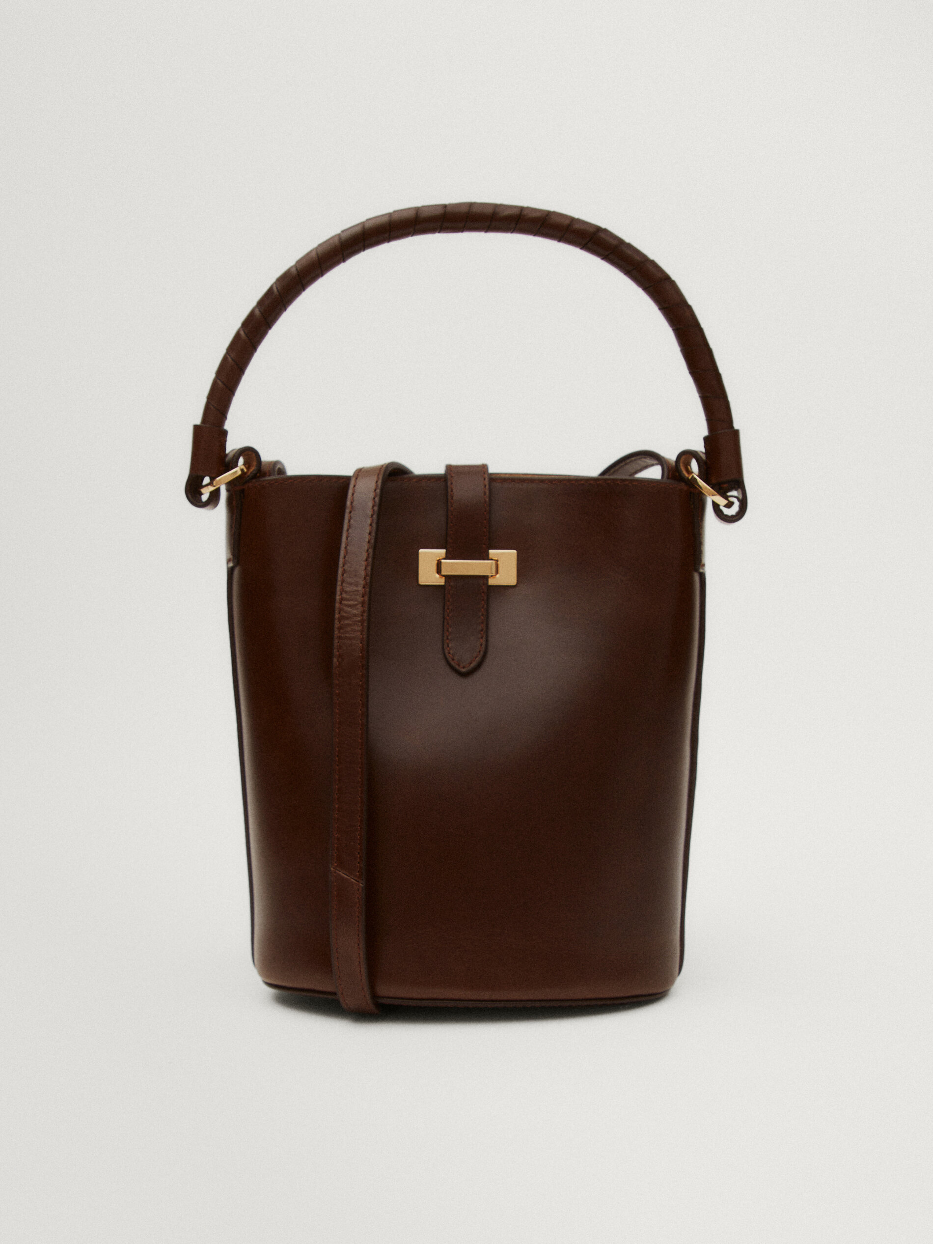 Nappa leather mini bucket bag with buckle