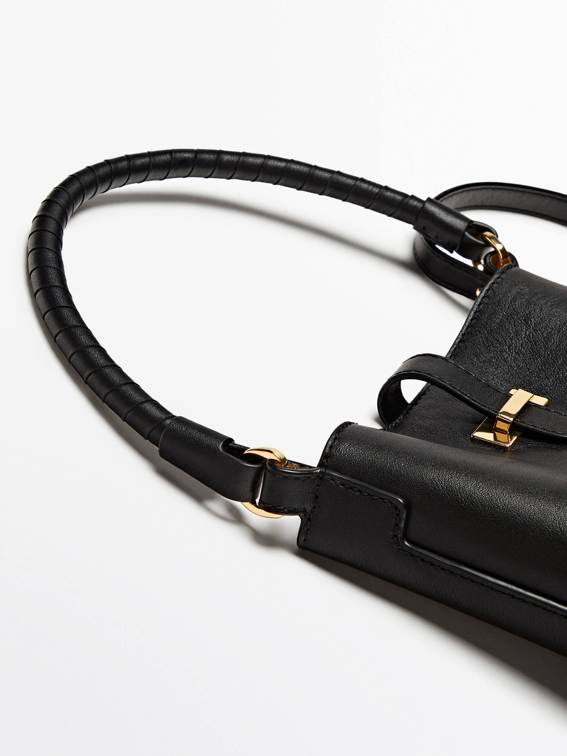 Nappa leather mini bucket bag with buckle Black Leather