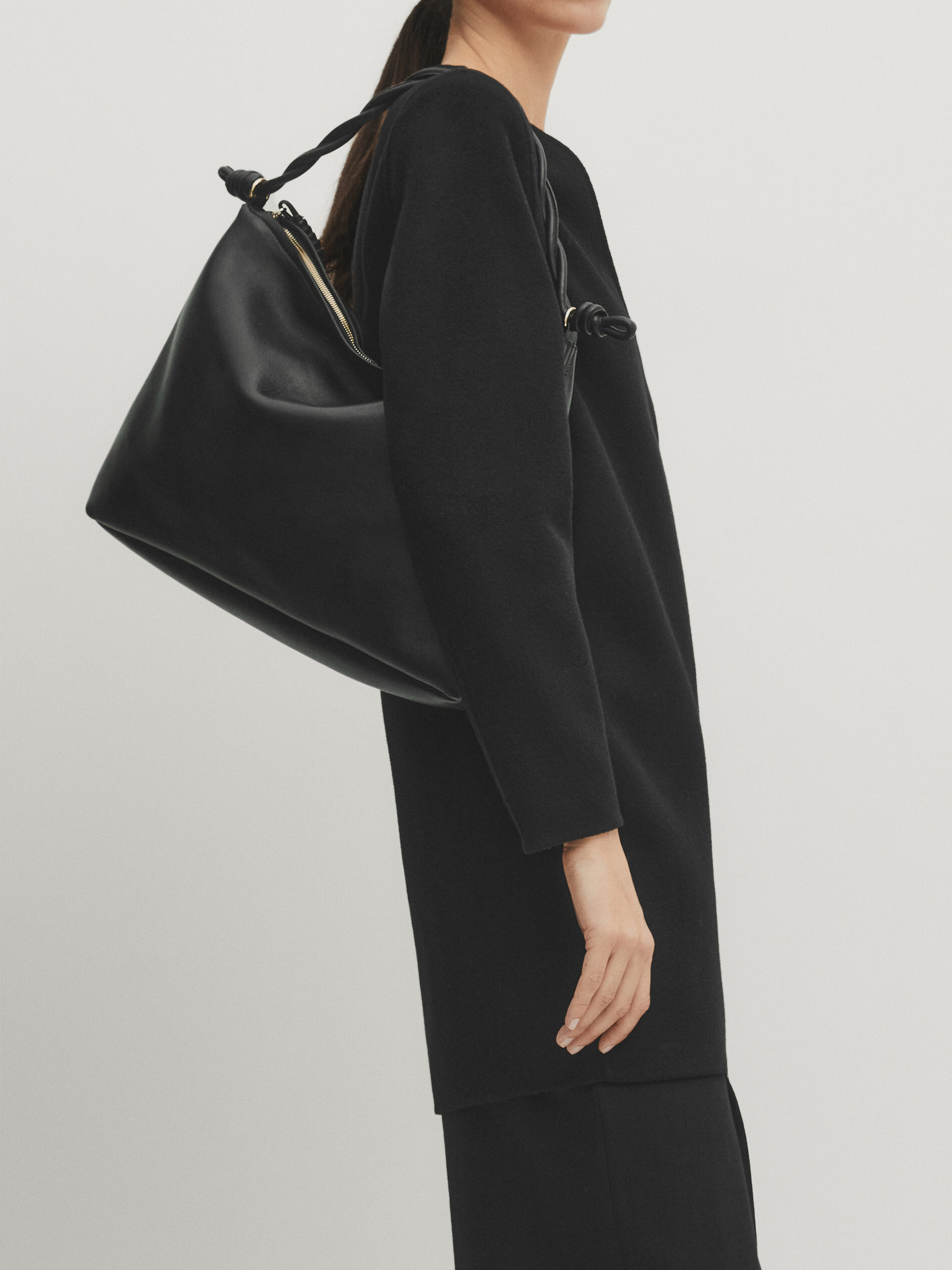 Nappa leather shoulder bag with knot detail