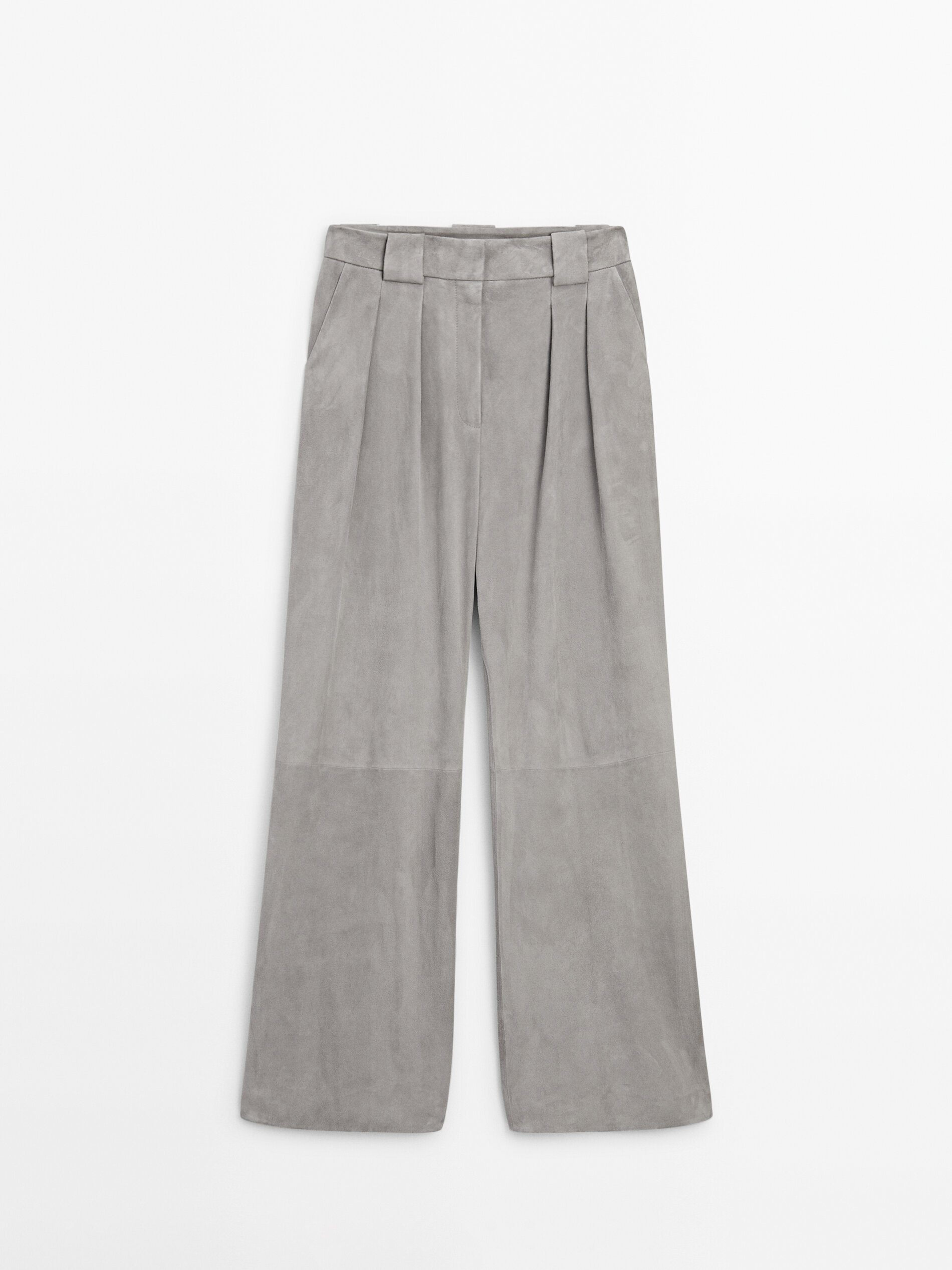 Suede leather wide leg darted trousers Studio Grey Dressy