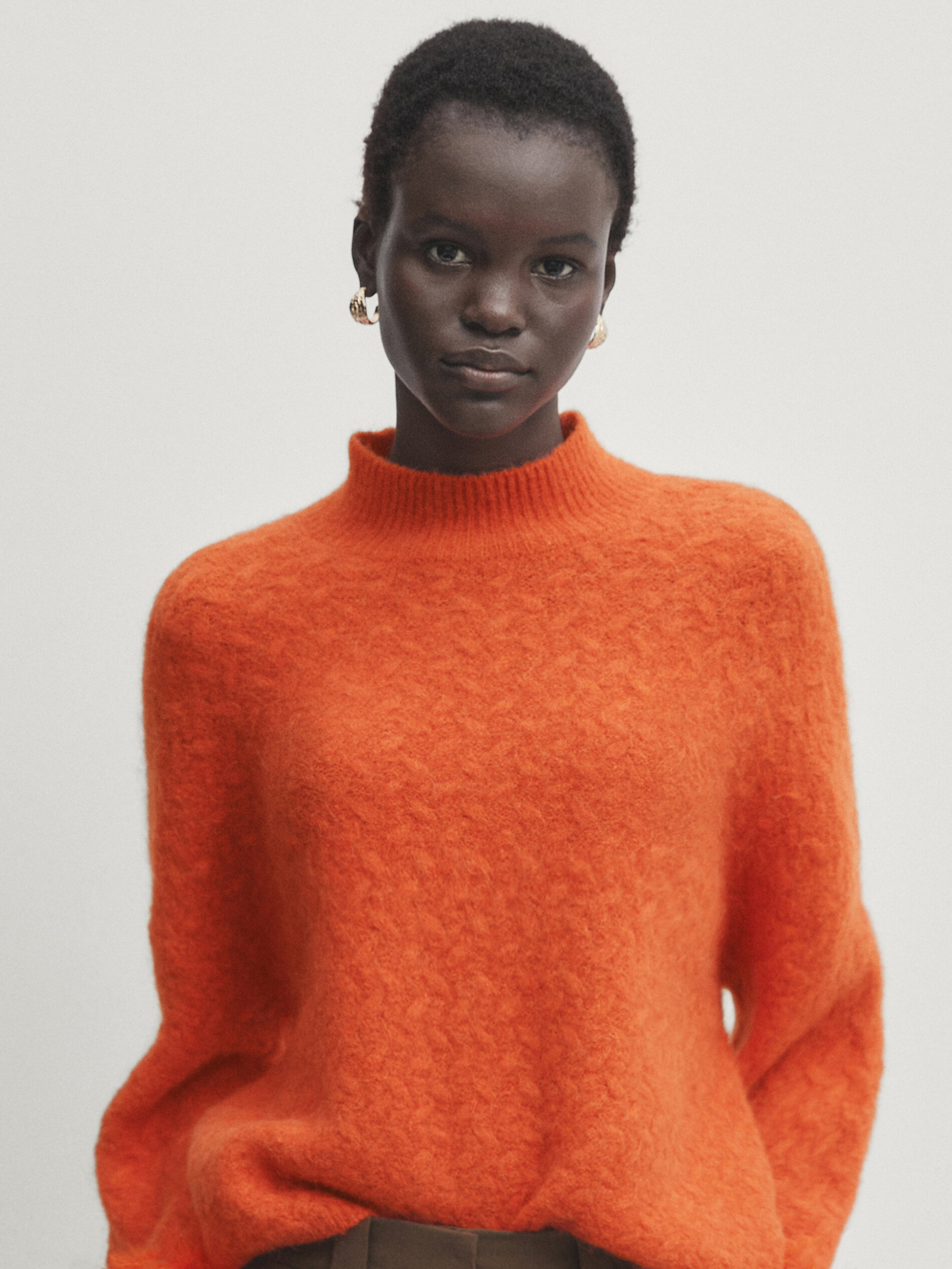 Orange mock hotsell neck sweater