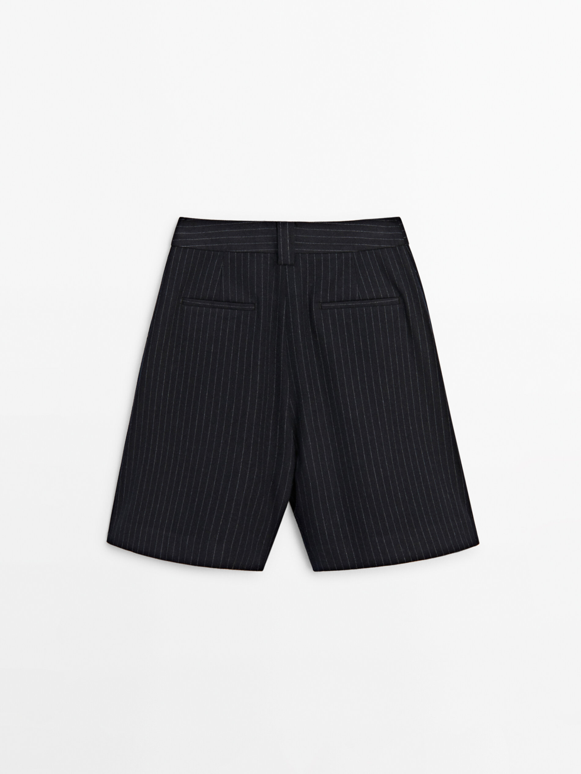 Navy and white striped shorts discount
