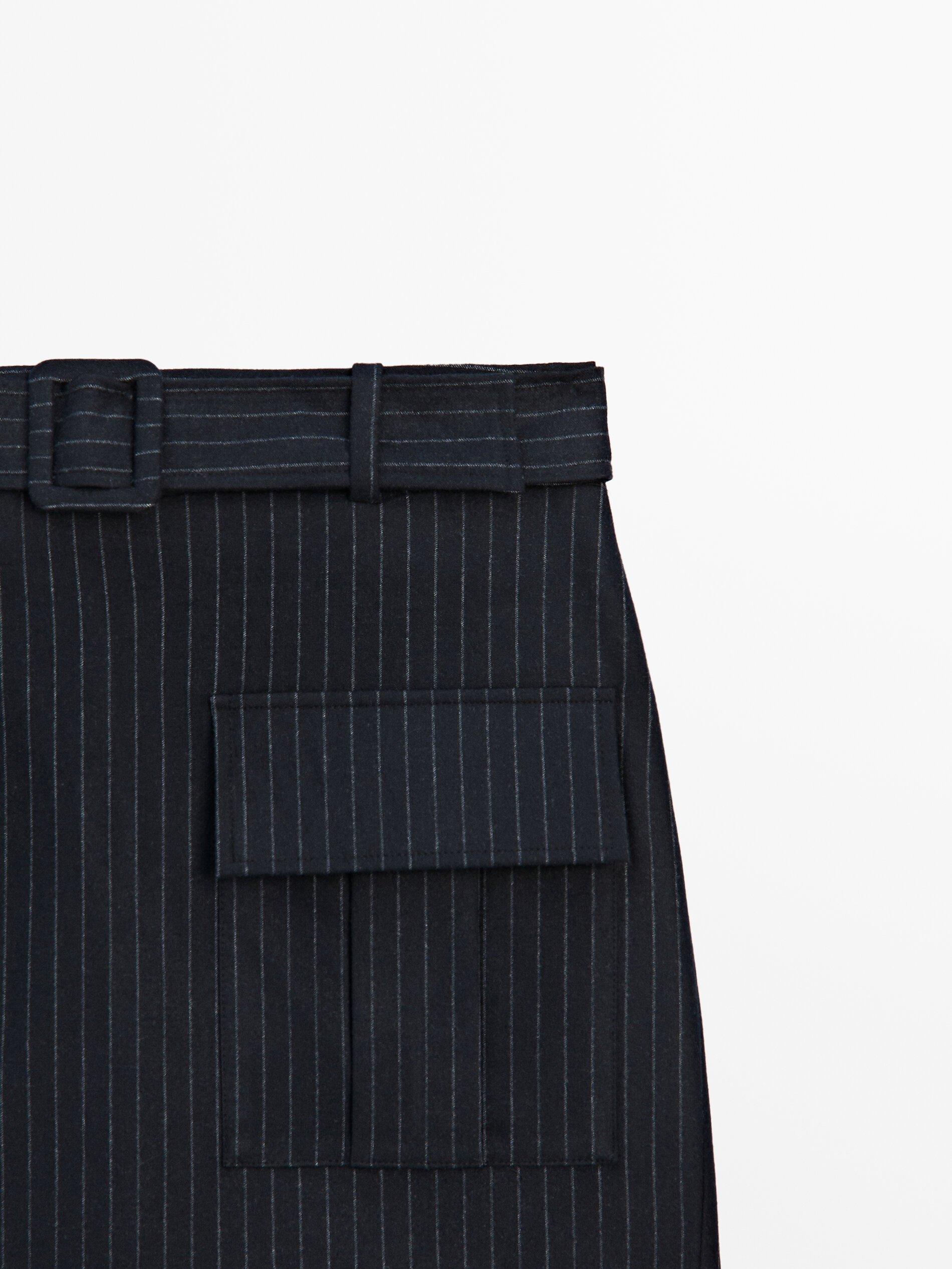 Pinstriped mini skirt with pockets Studio Navy Blue Smart