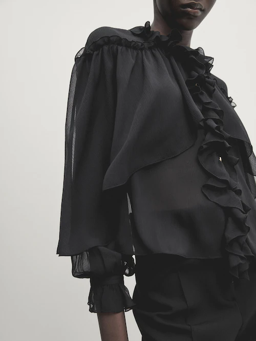 마시모두띠 Massimo Dutti Shirt with ruffled detail - Studio