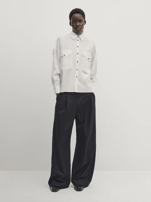 마시모두띠 Massimo Dutti Cotton shirt with contrast buttons - Studio