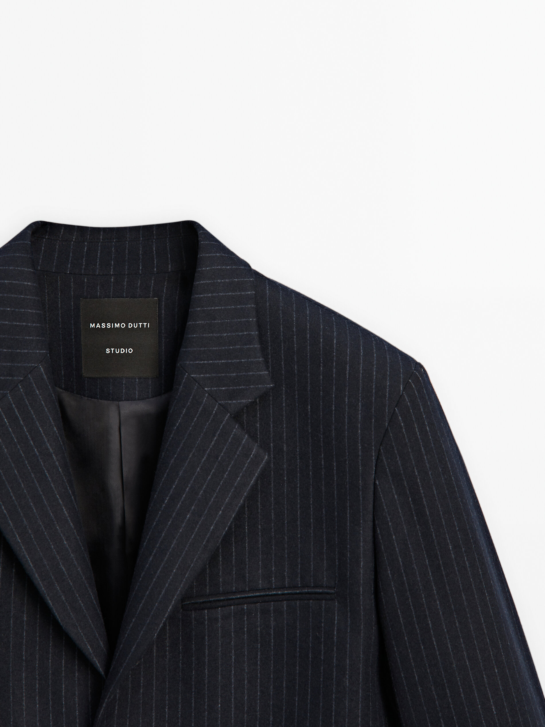 Navy pinstripe blazer store