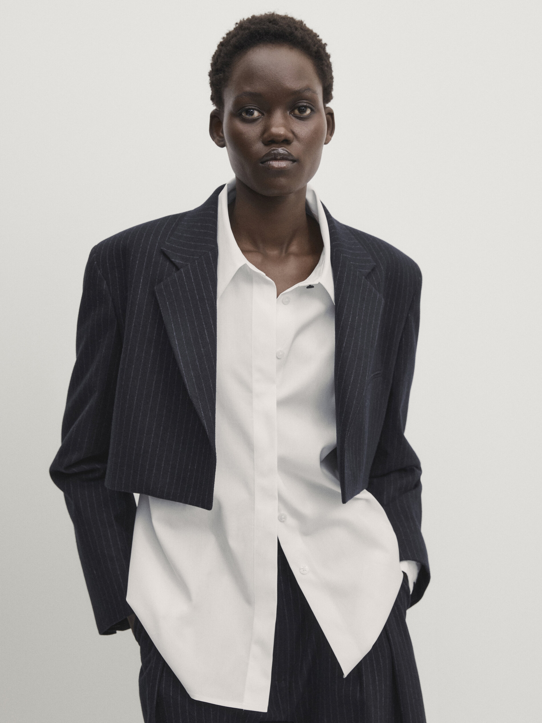 Navy blue deals cropped blazer