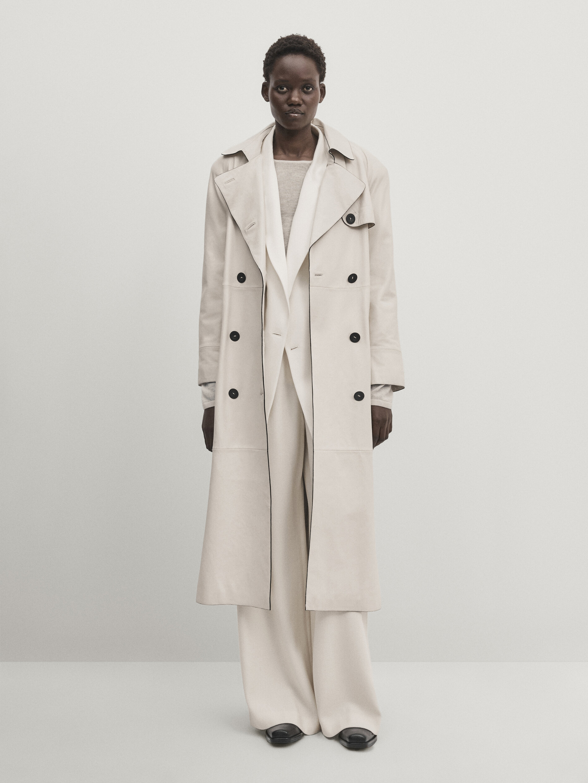 Leather trench coat with belt Studio