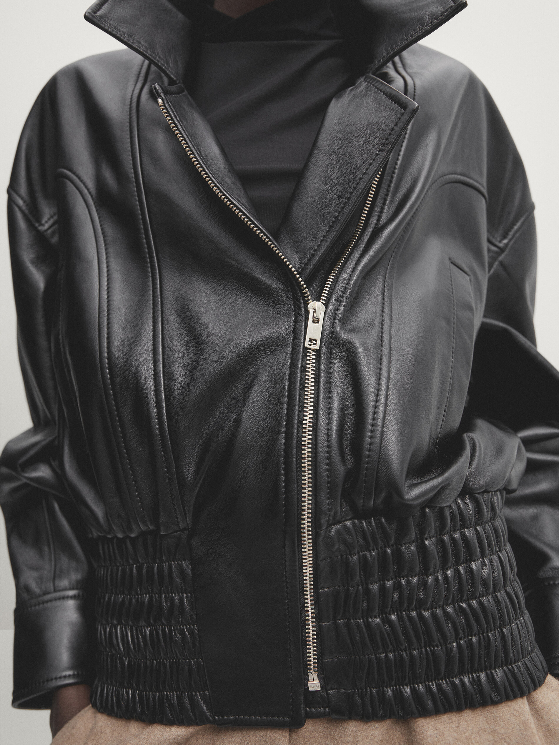 Black stretch deals bomber jacket
