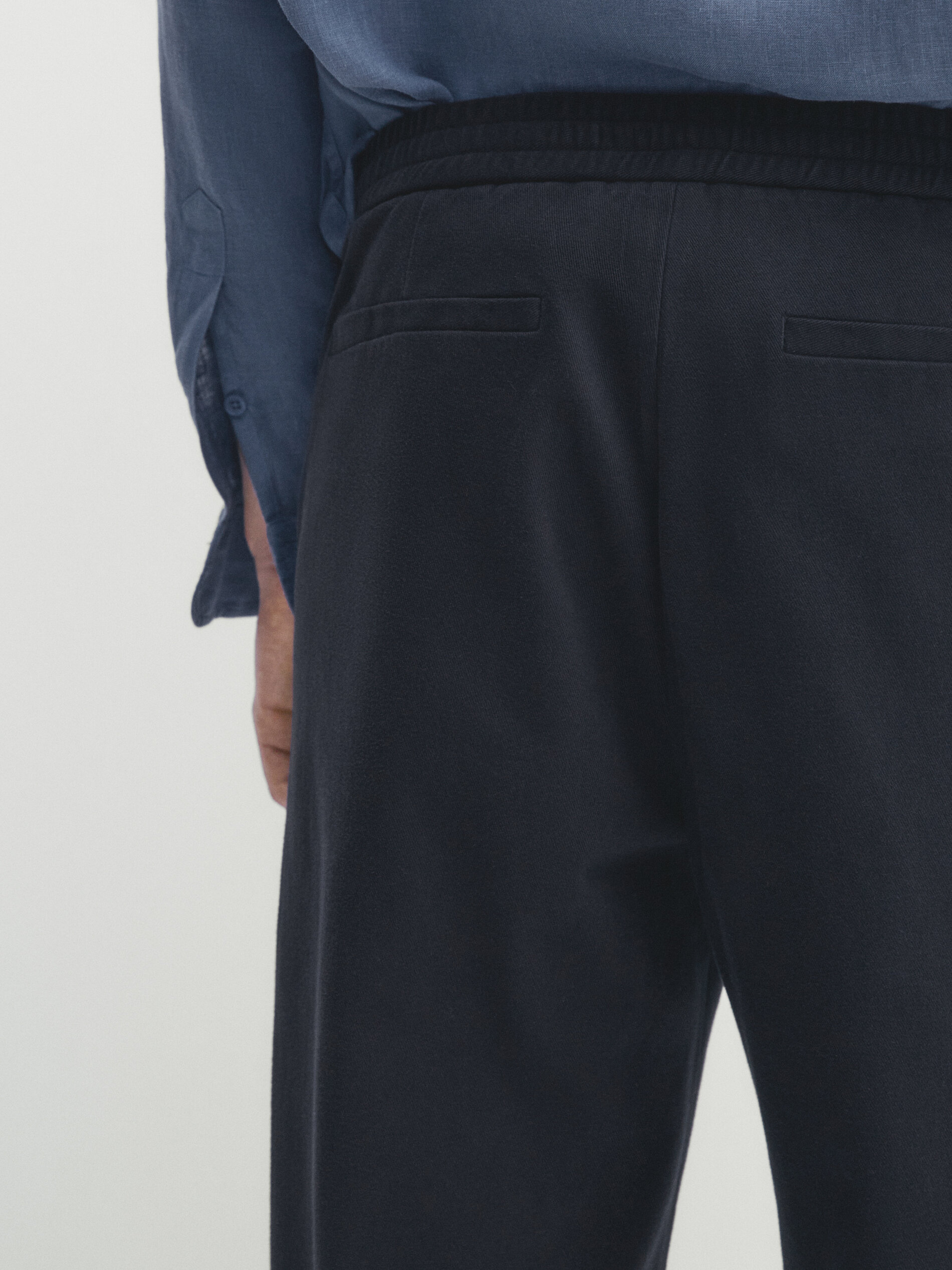 Pantalon jogging en serge de coton m lang Bleu Marine Habill