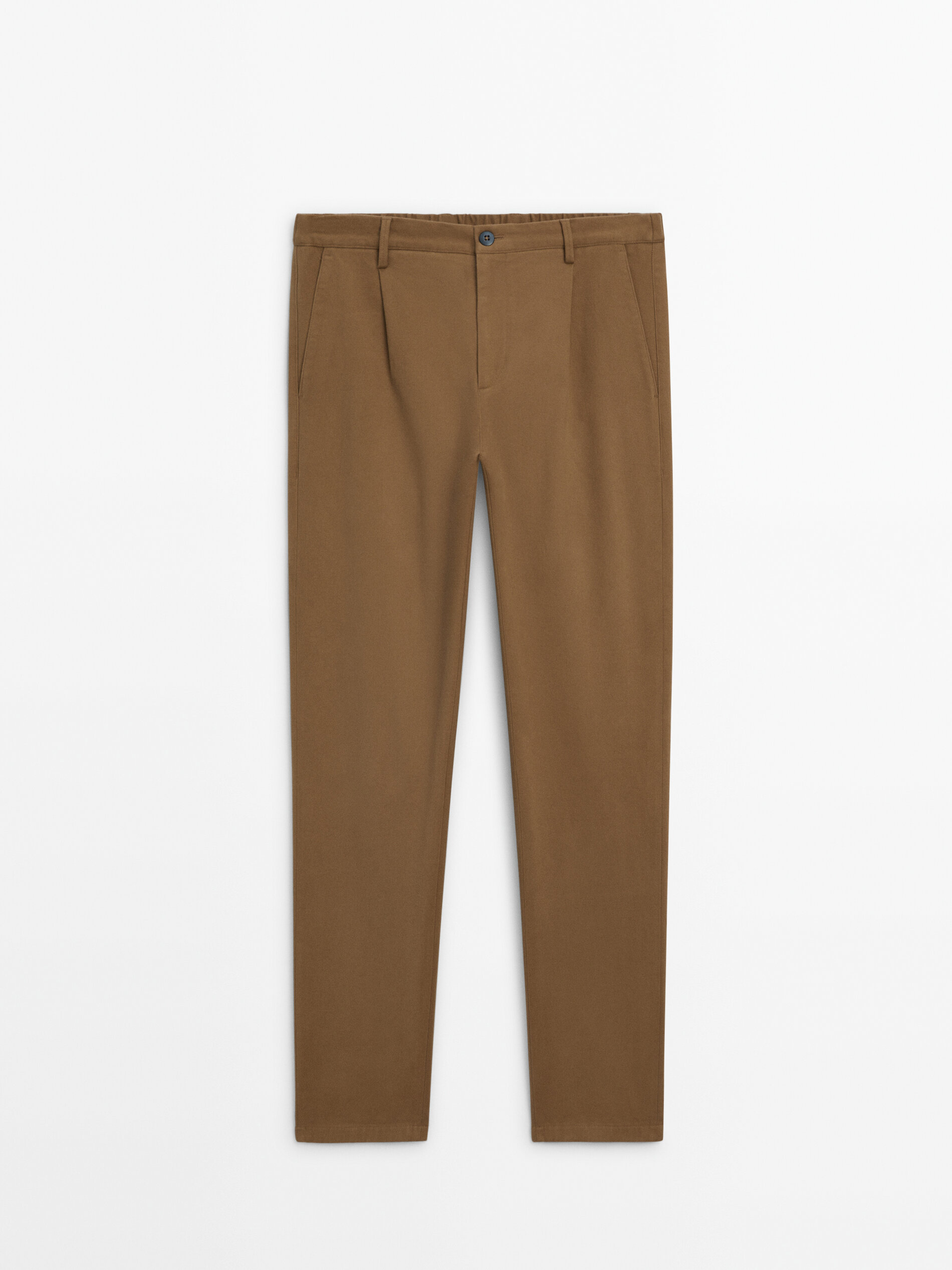 Jogger fit twill chinos Beige Dressy Massimo Dutti