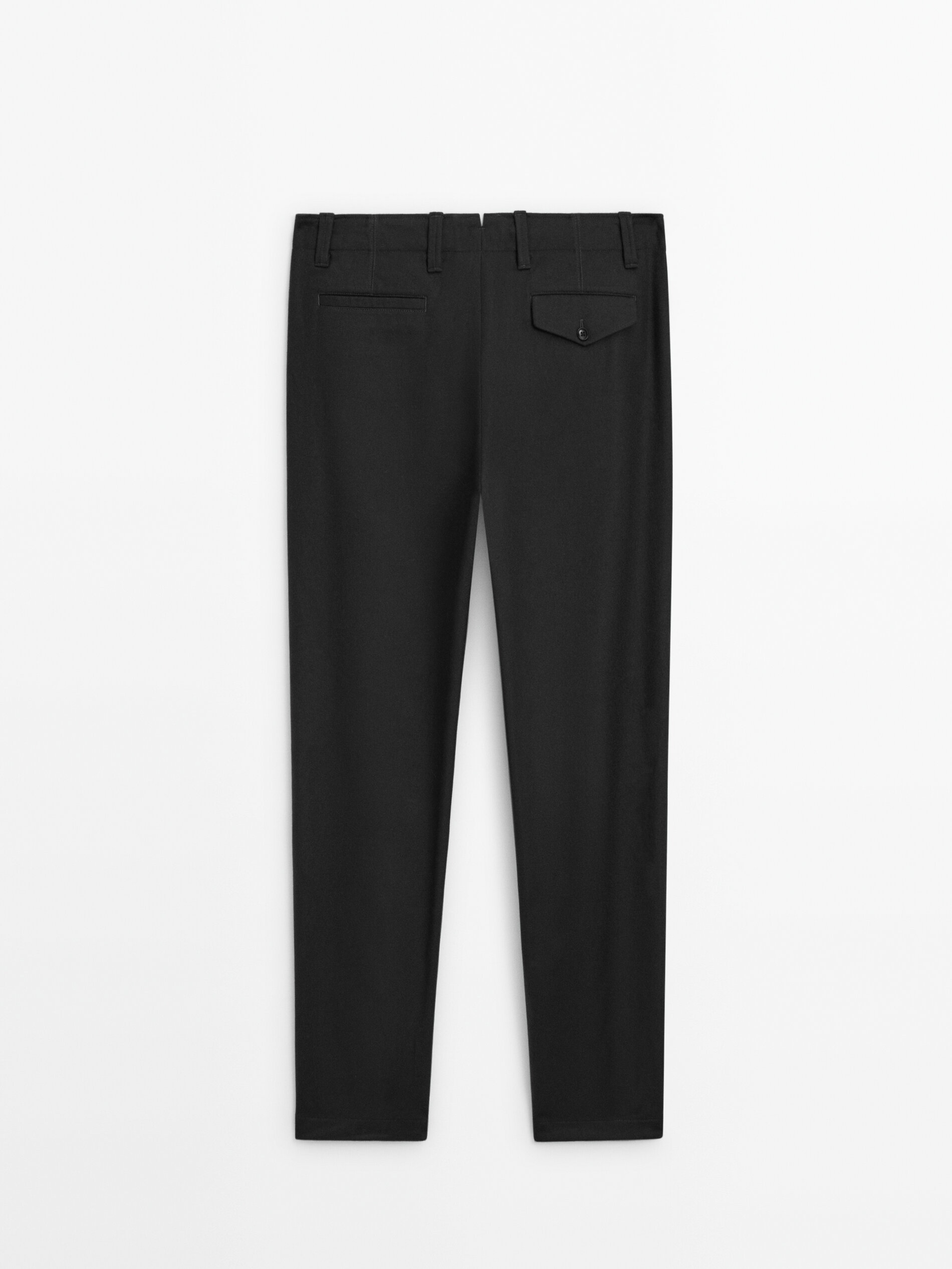 Relaxed fit wool blend chino trousers Black Khaki Dressy
