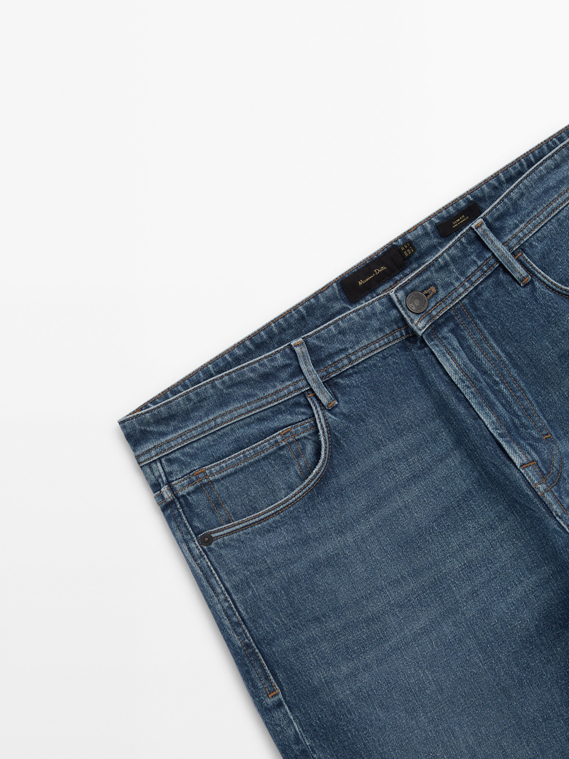 Slim fit mid stonewash jeans Indigo Dressy Massimo Dutti
