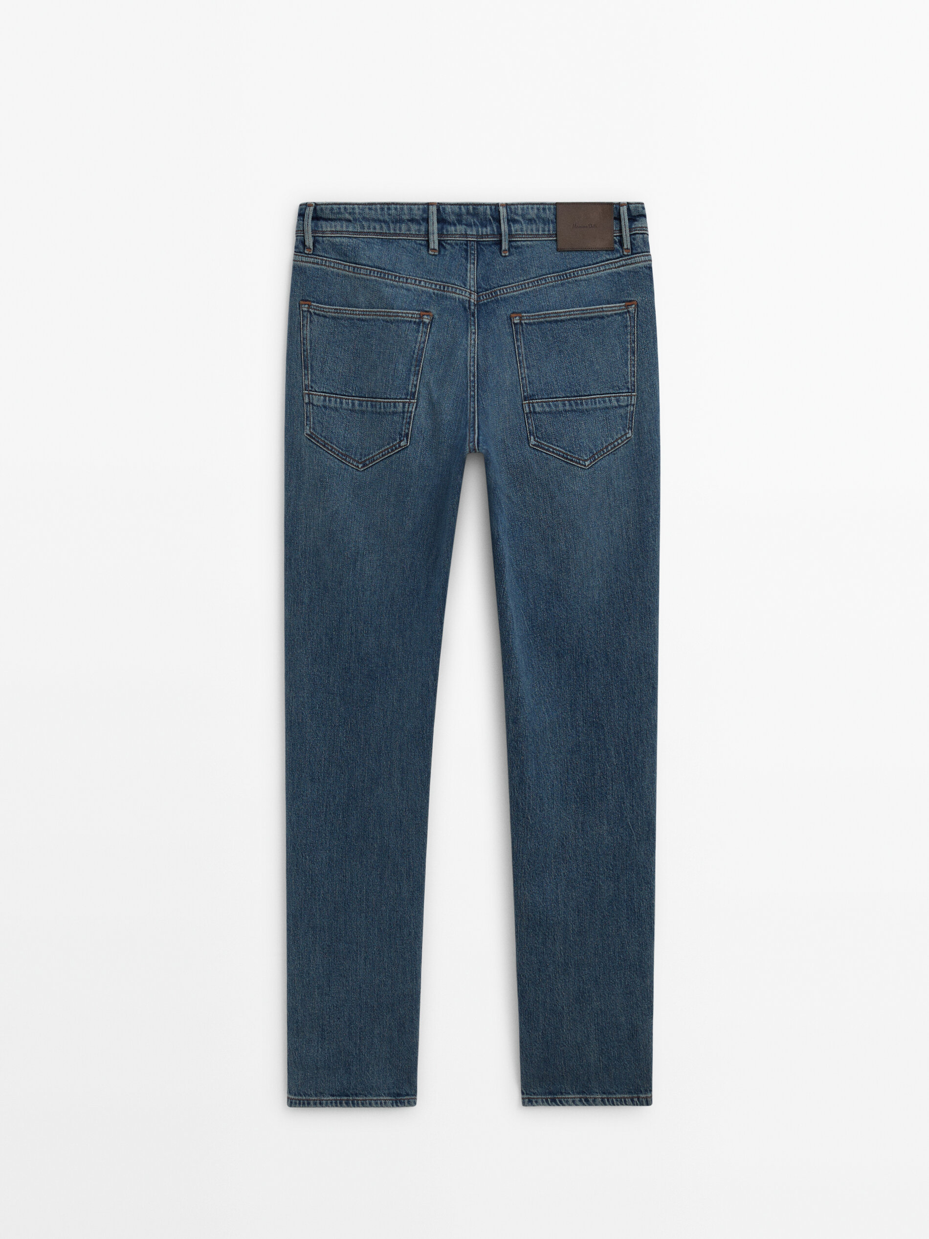 Tapered fit dirty stonewash jeans Indigo Dressy Massimo Dutti