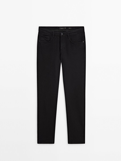 Slim-fit rinse wash jeans · Black · Trousers | Massimo Dutti