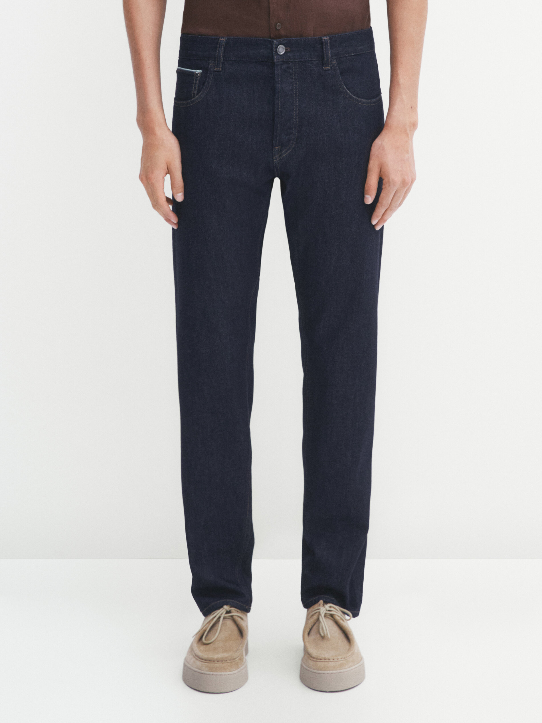 Tapered selvedge jeans top