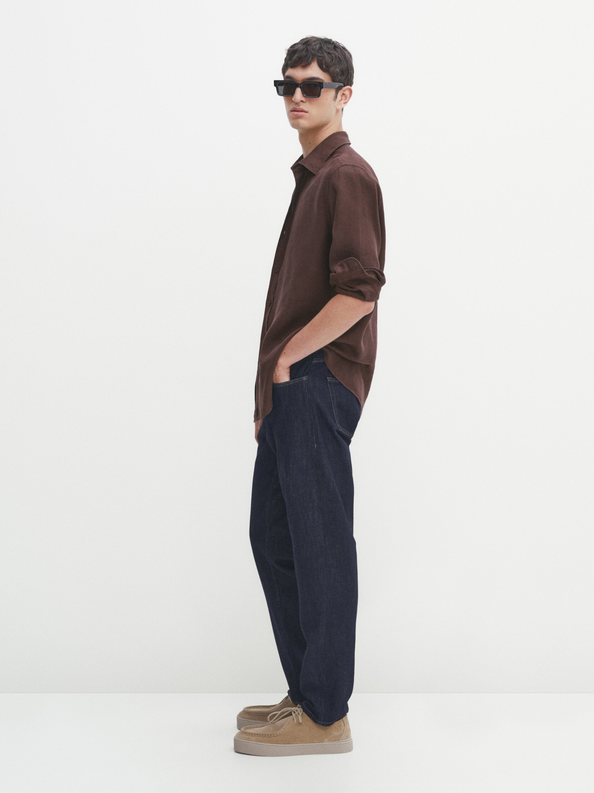 特別販売 massimo dutti 光沢デニム ダークインディゴ - パンツ