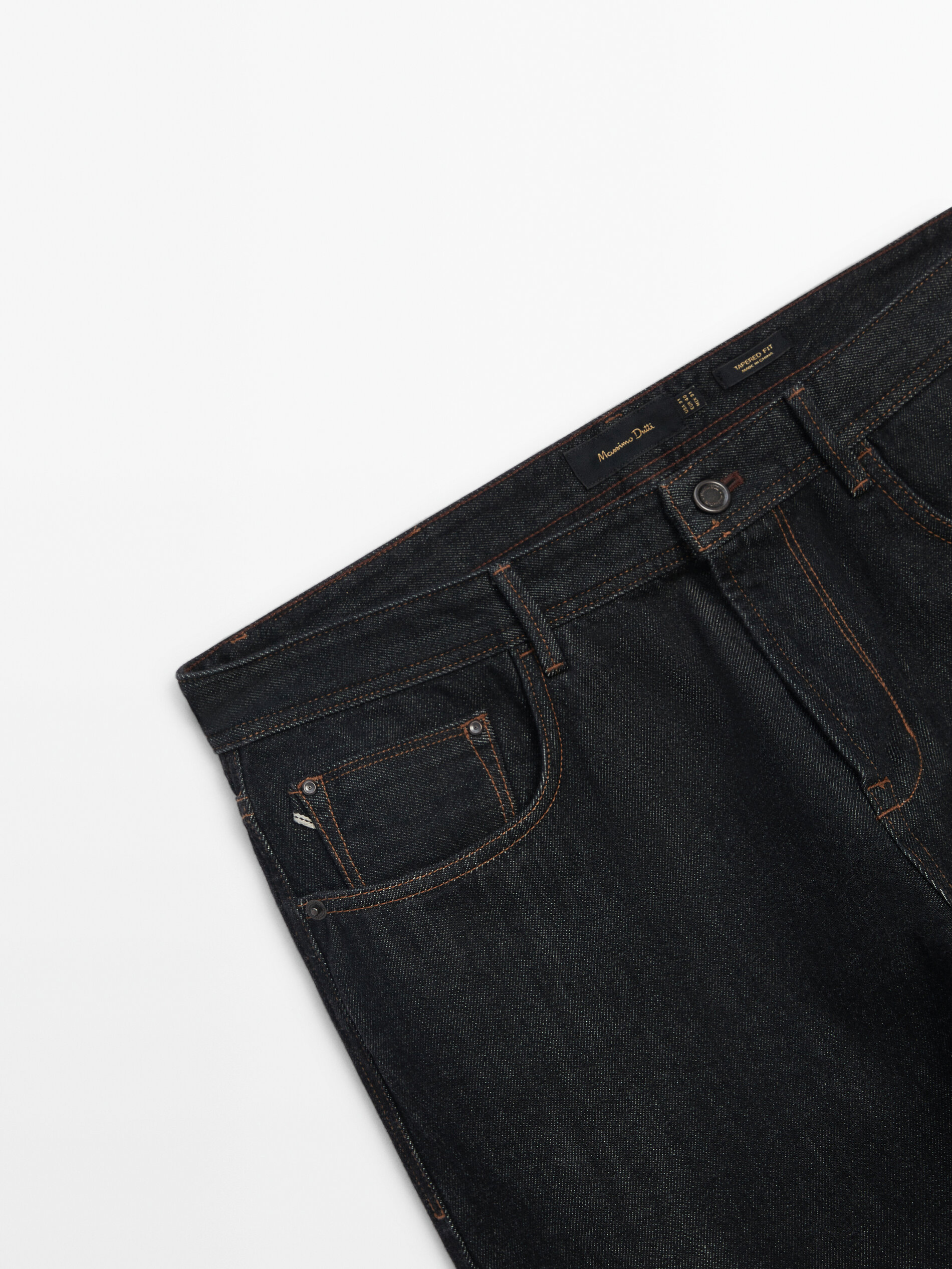 Jean selvedge tapered rinse wash Noir Habill Massimo Dutti
