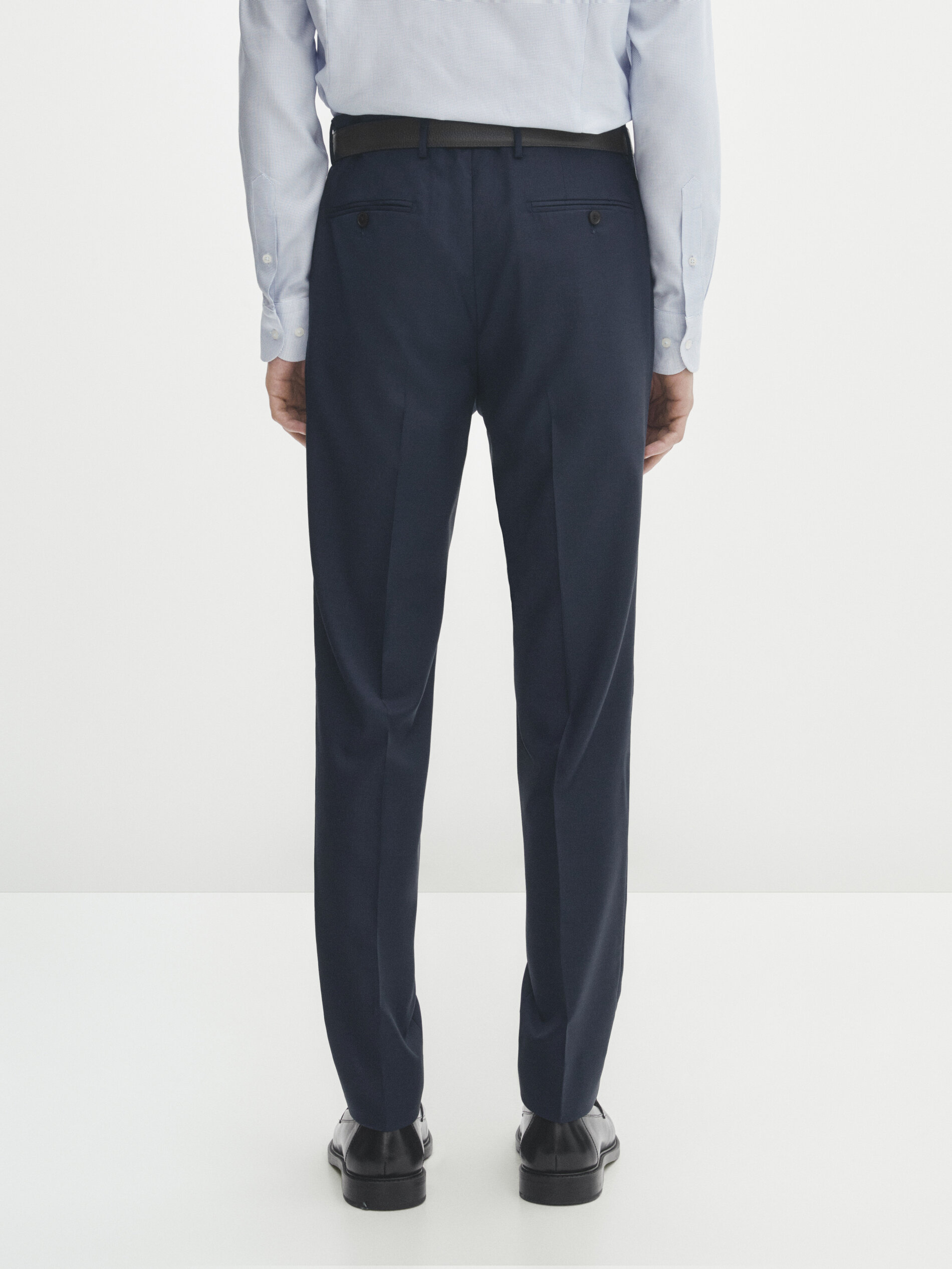 100 pure wool houndstooth suit trousers Navy Blue Dressy