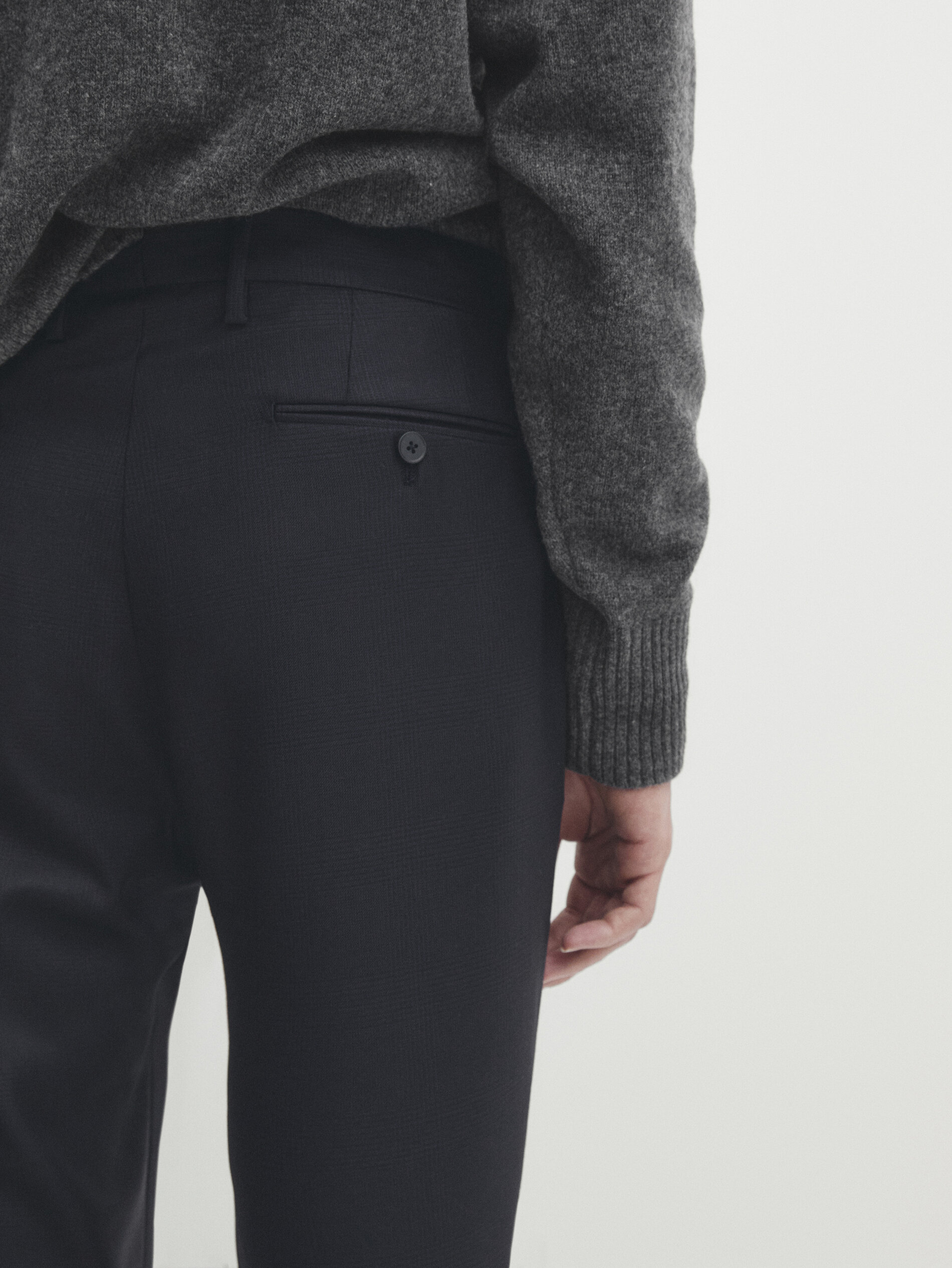 Dobell Dark Blue Check Suit Trousers | Dobell
