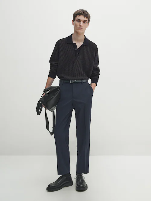 마시모두띠 Massimo Dutti Wool blend technical trousers