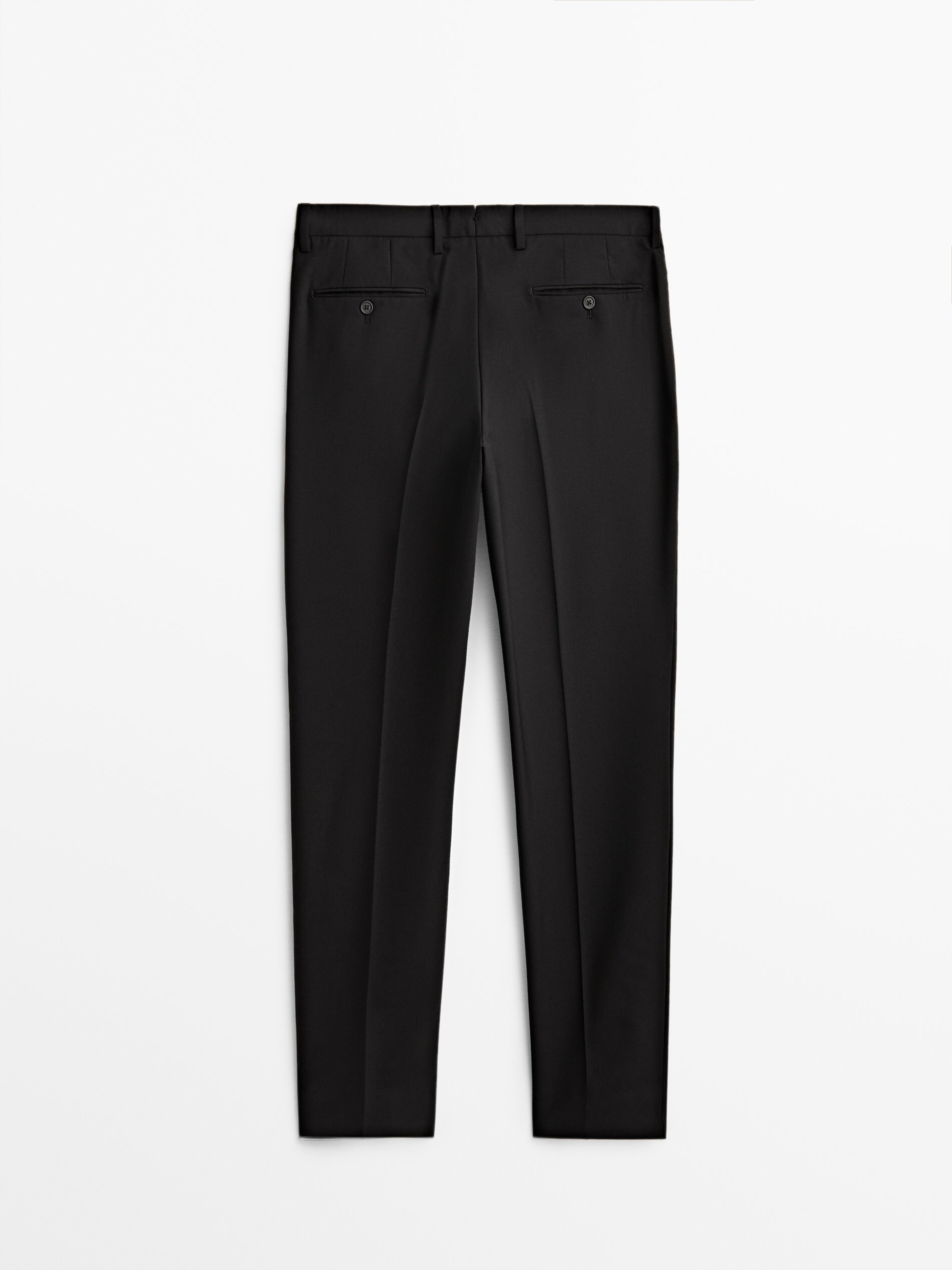Bi stretch wool suit trousers Black Dressy Massimo Dutti