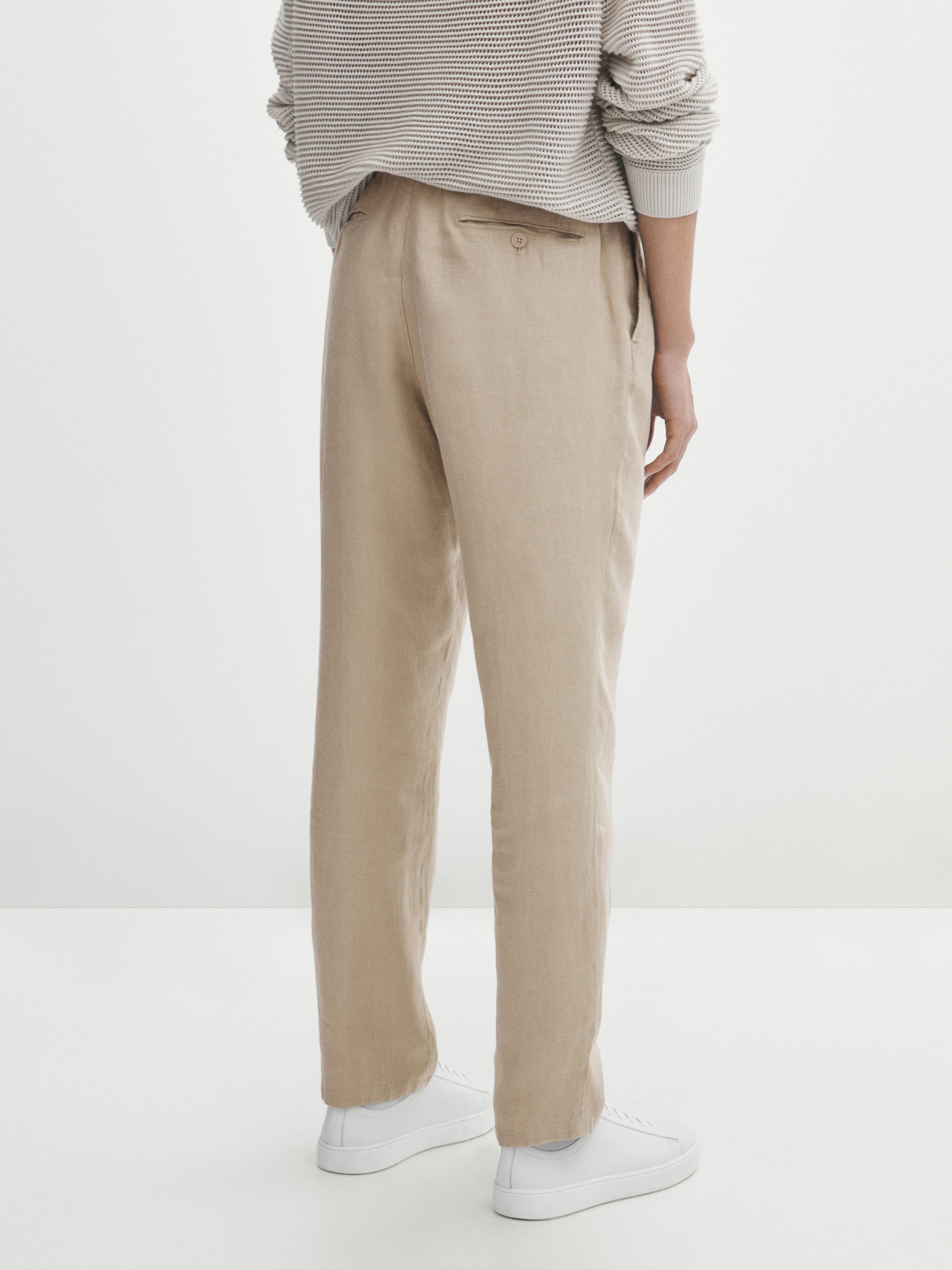 Buy Dennis Lingo Men Slim Fit Beige Linen Trouser at Amazon.in