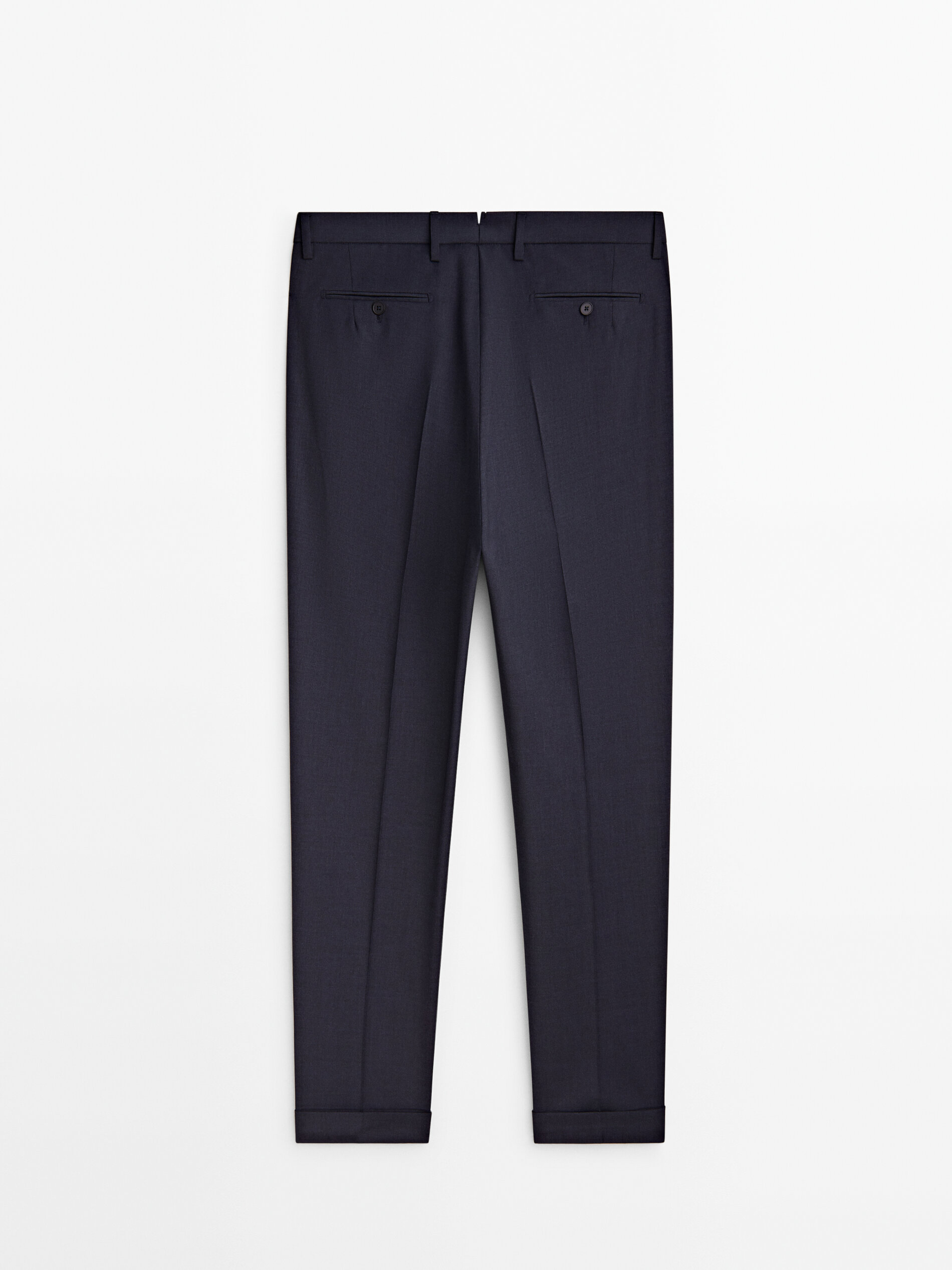 Blue 100% wool suit trousers