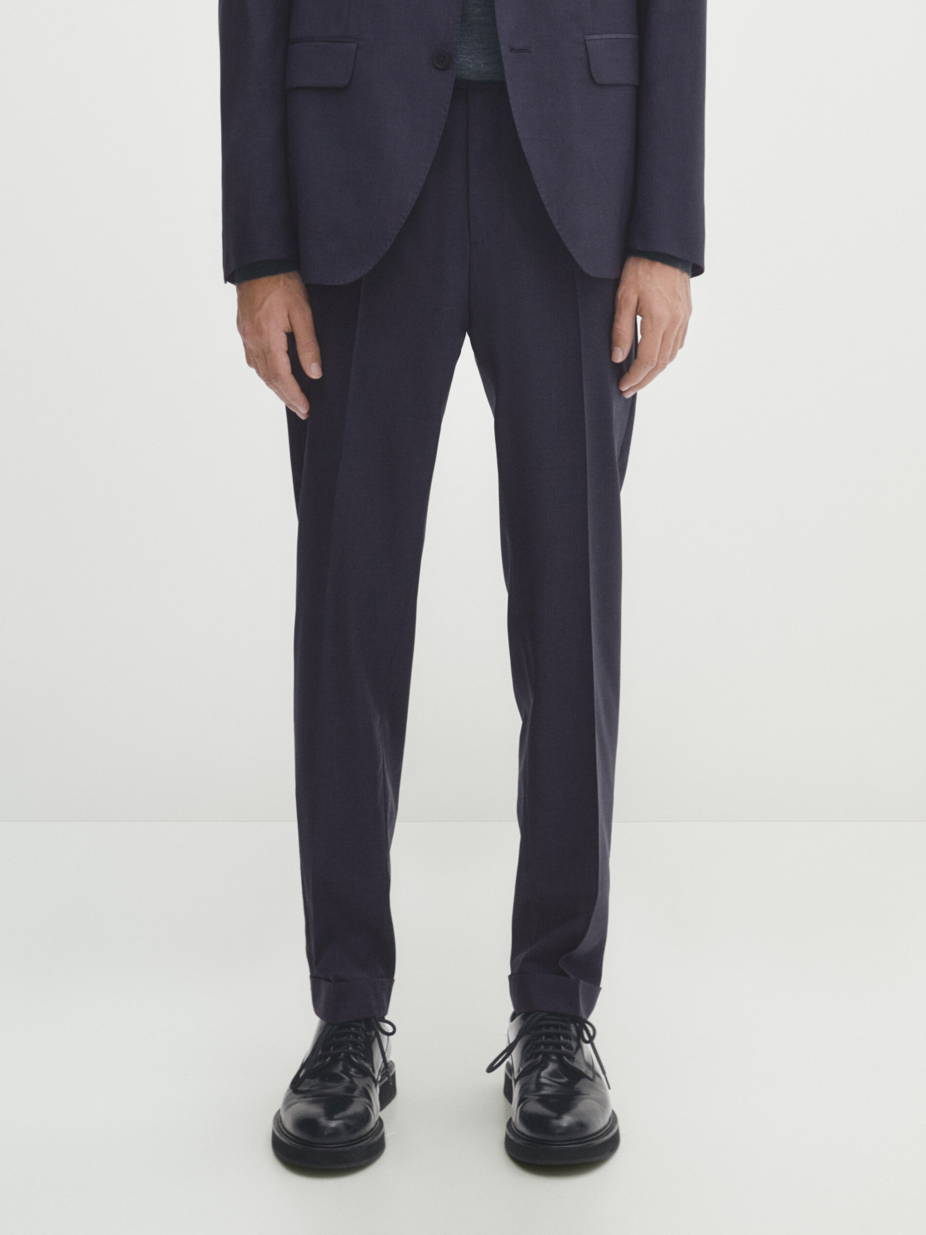 Men's Formal 4 way Stretch Trousers in Navy Blue Slim Fit