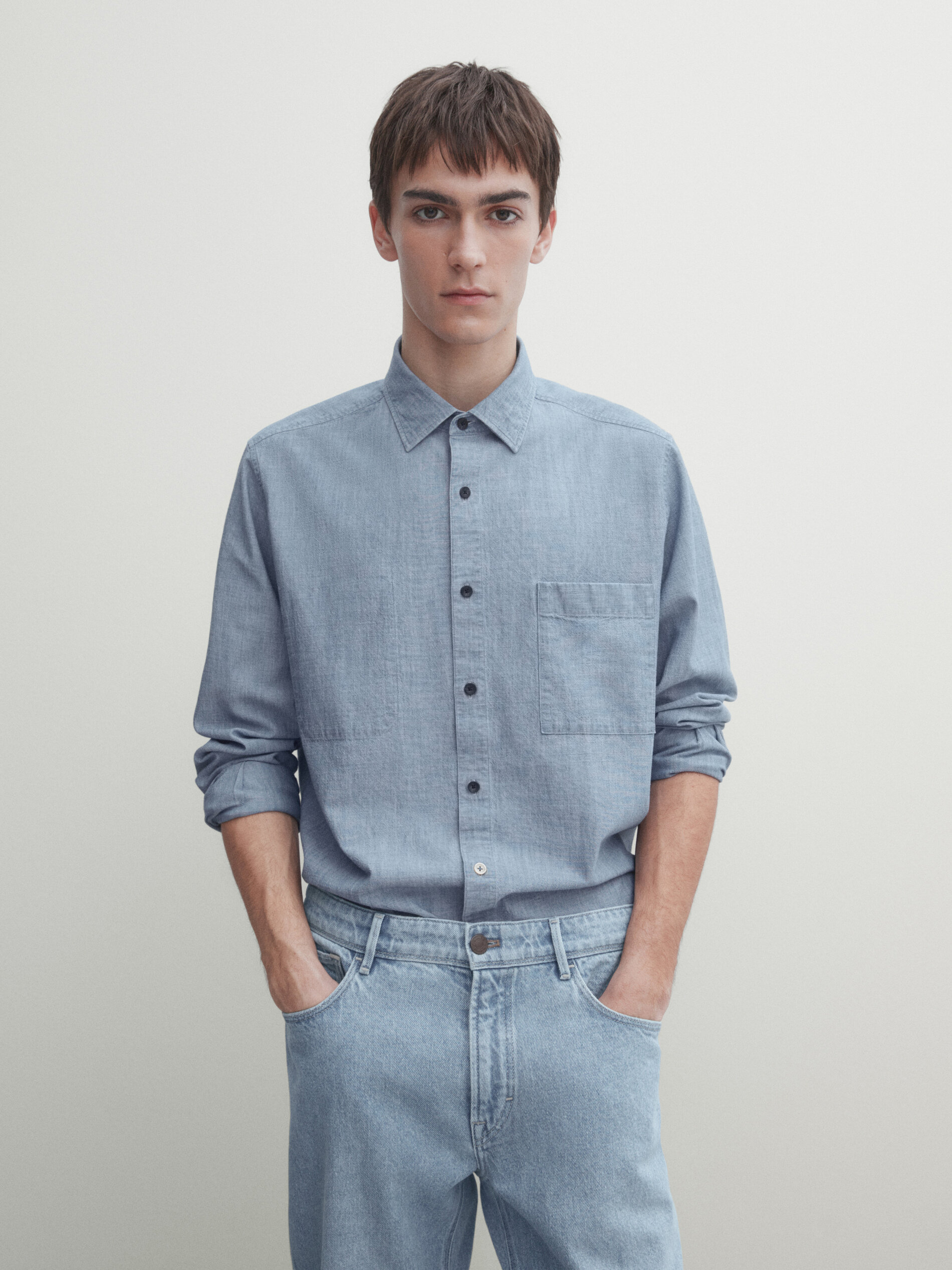 Light grey hot sale denim shirt
