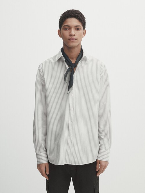 마시모두띠 Massimo Dutti Relaxed-fit striped cotton shirt