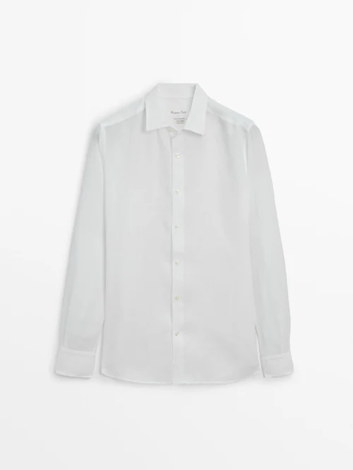 Camisa 100% lino slim fit · Blanco · Camisas