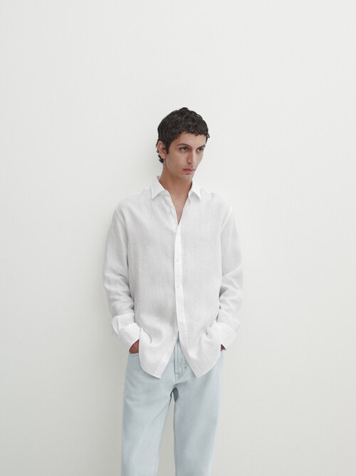 마시모두띠 Massimo Dutti 100% linen slim-fit shirt