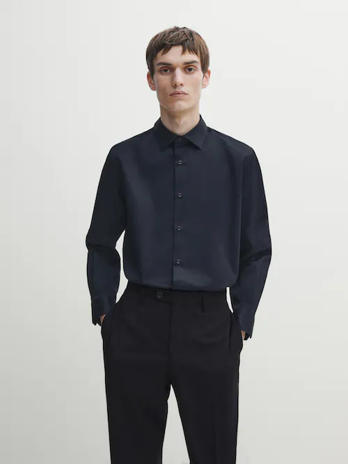 마시모두띠 Massimo Dutti Stretch slim-fit cotton twill shirt