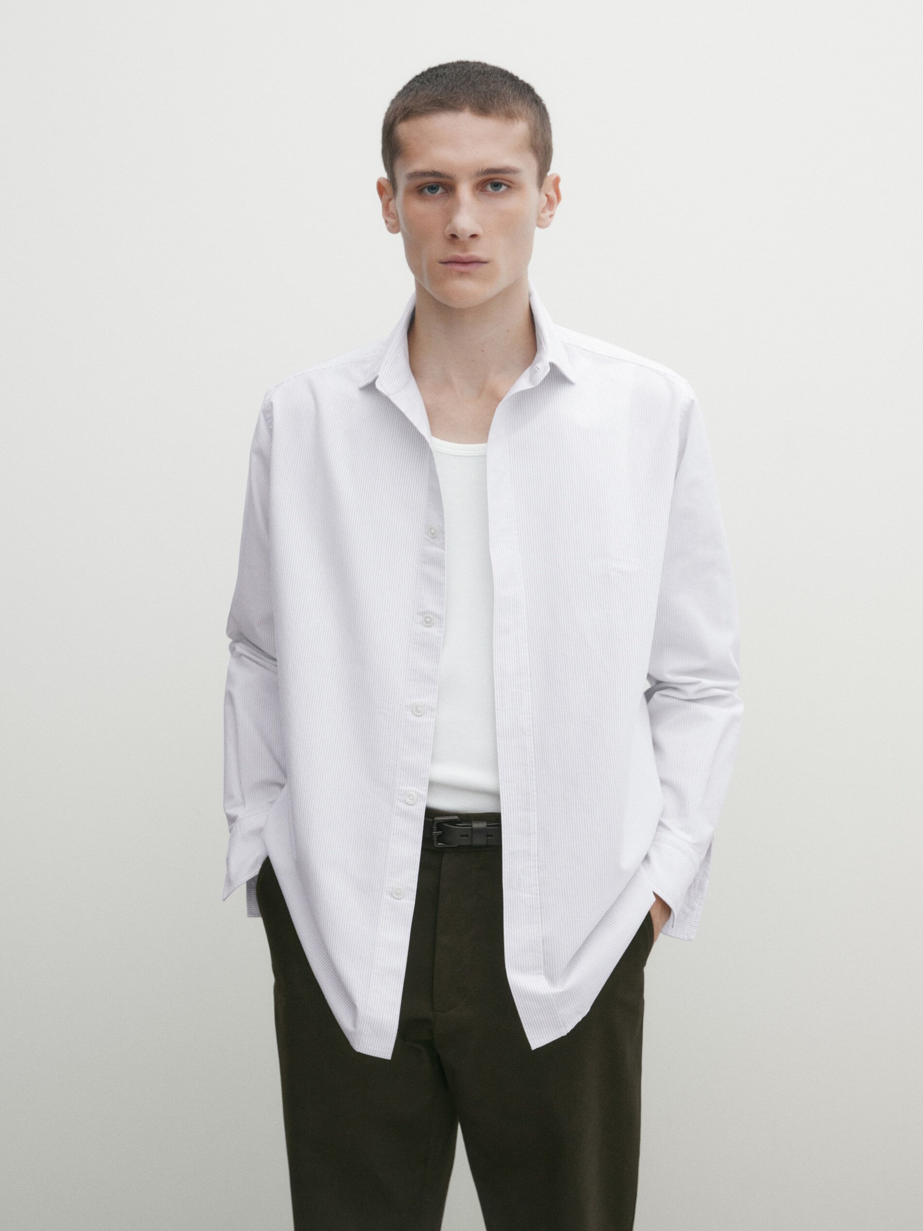 Camicia a righe in cotone regular fit