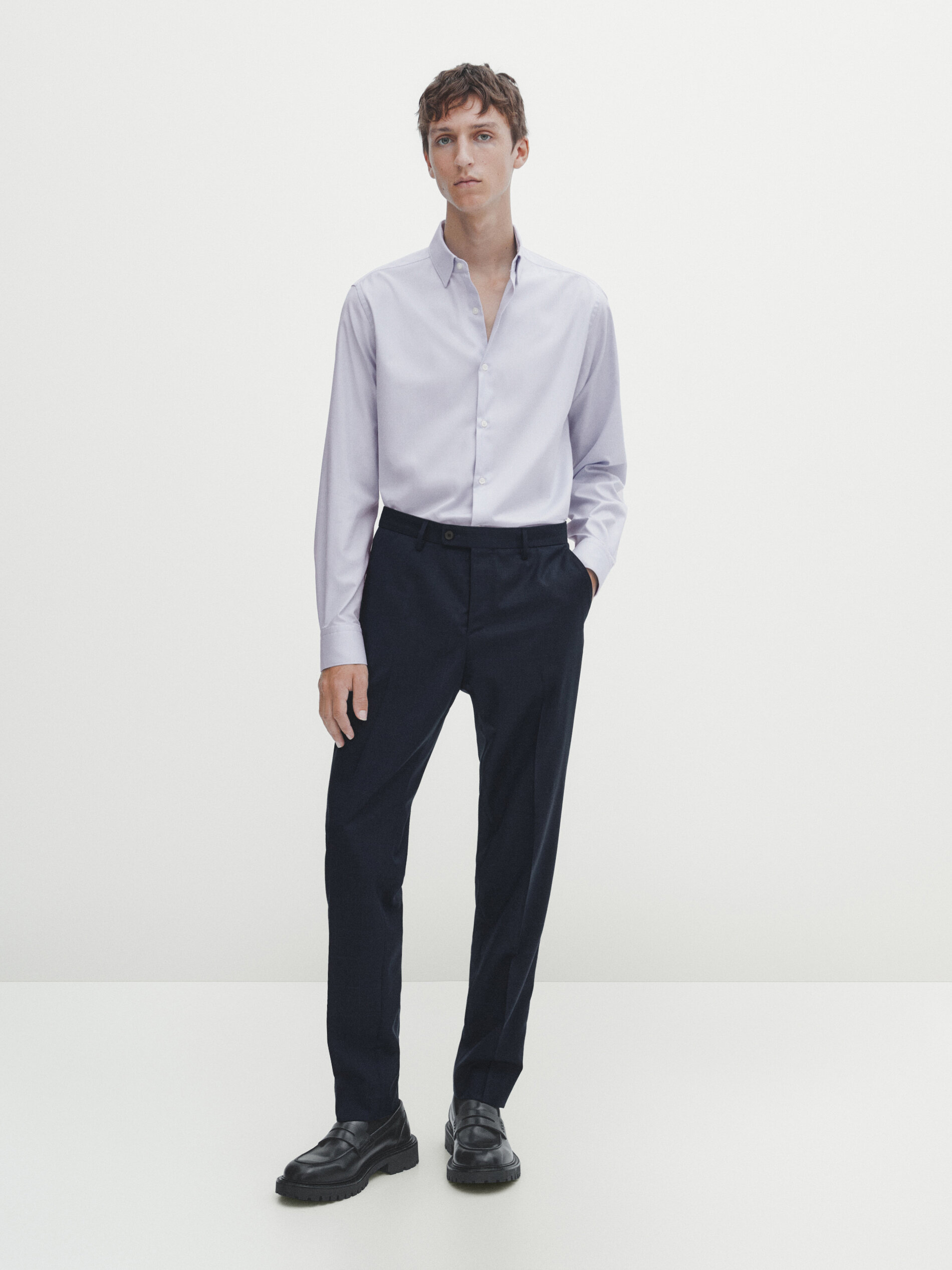 Chemise pied de poule slim easy iron Celeste Chemises