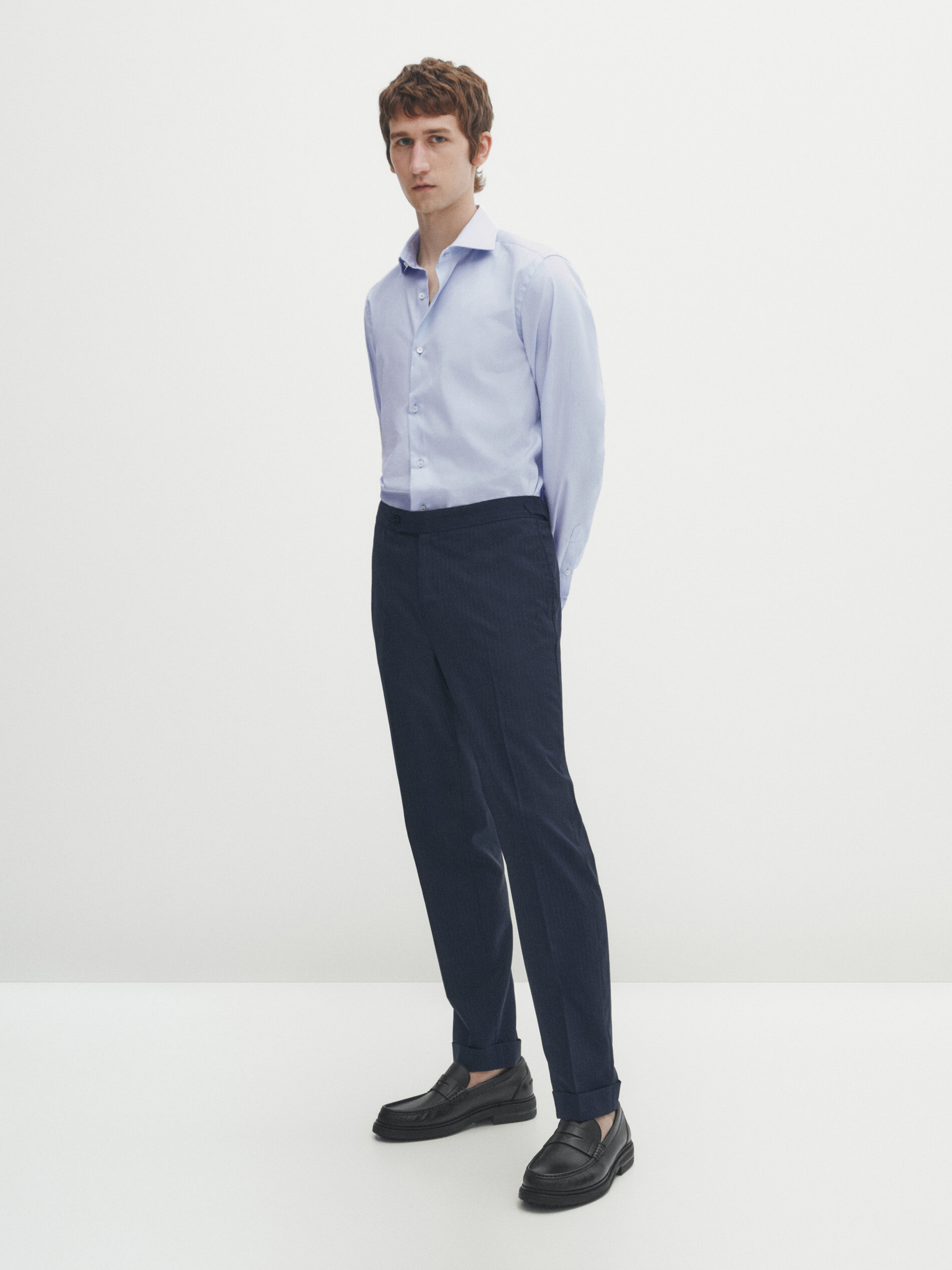 Easy iron slim fit textured shirt