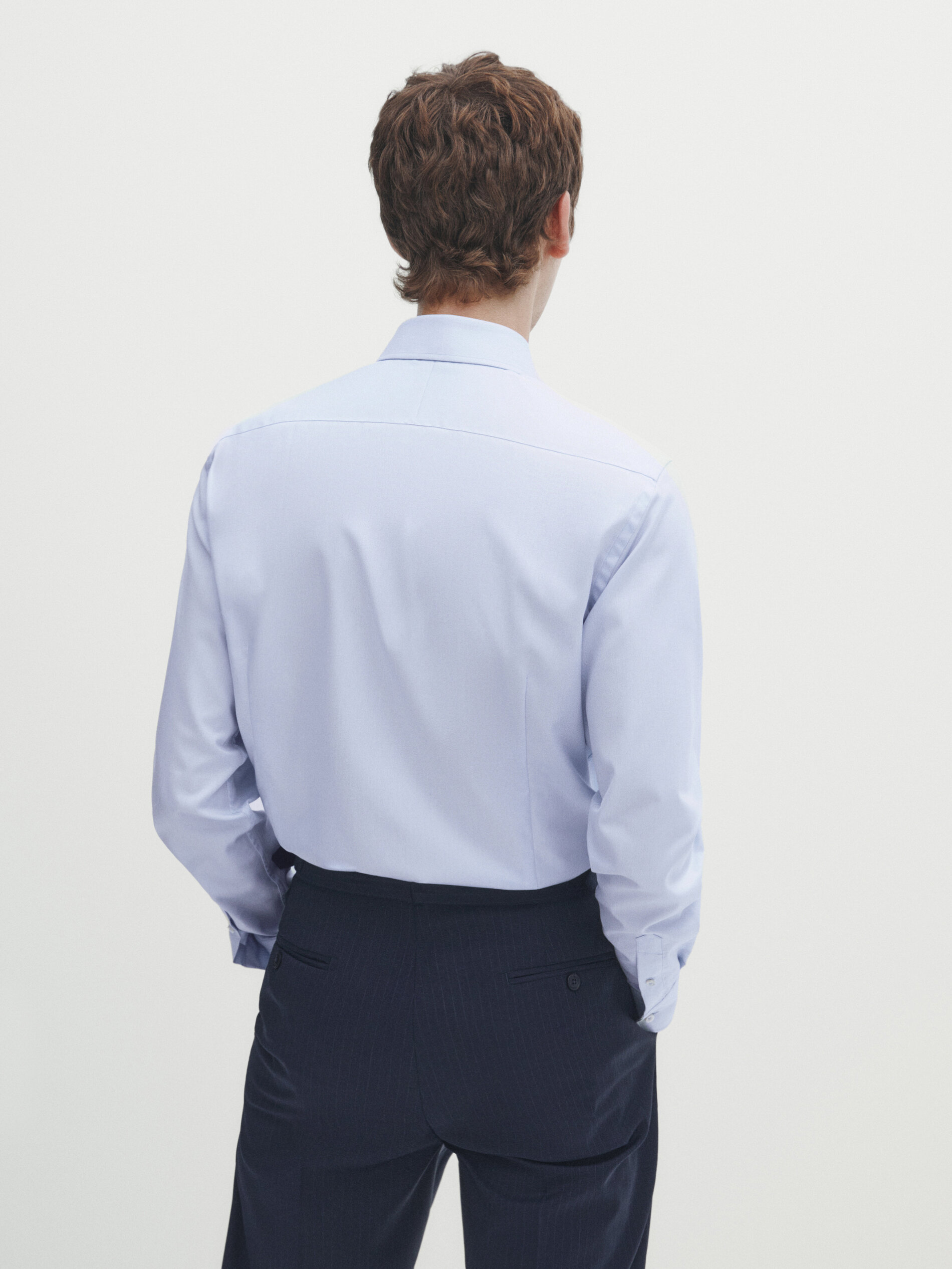 Easy iron slim fit textured shirt Sky Blue Shirts Massimo Dutti