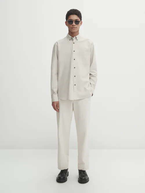 마시모두띠 Massimo Dutti Regular fit cotton Oxford shirt