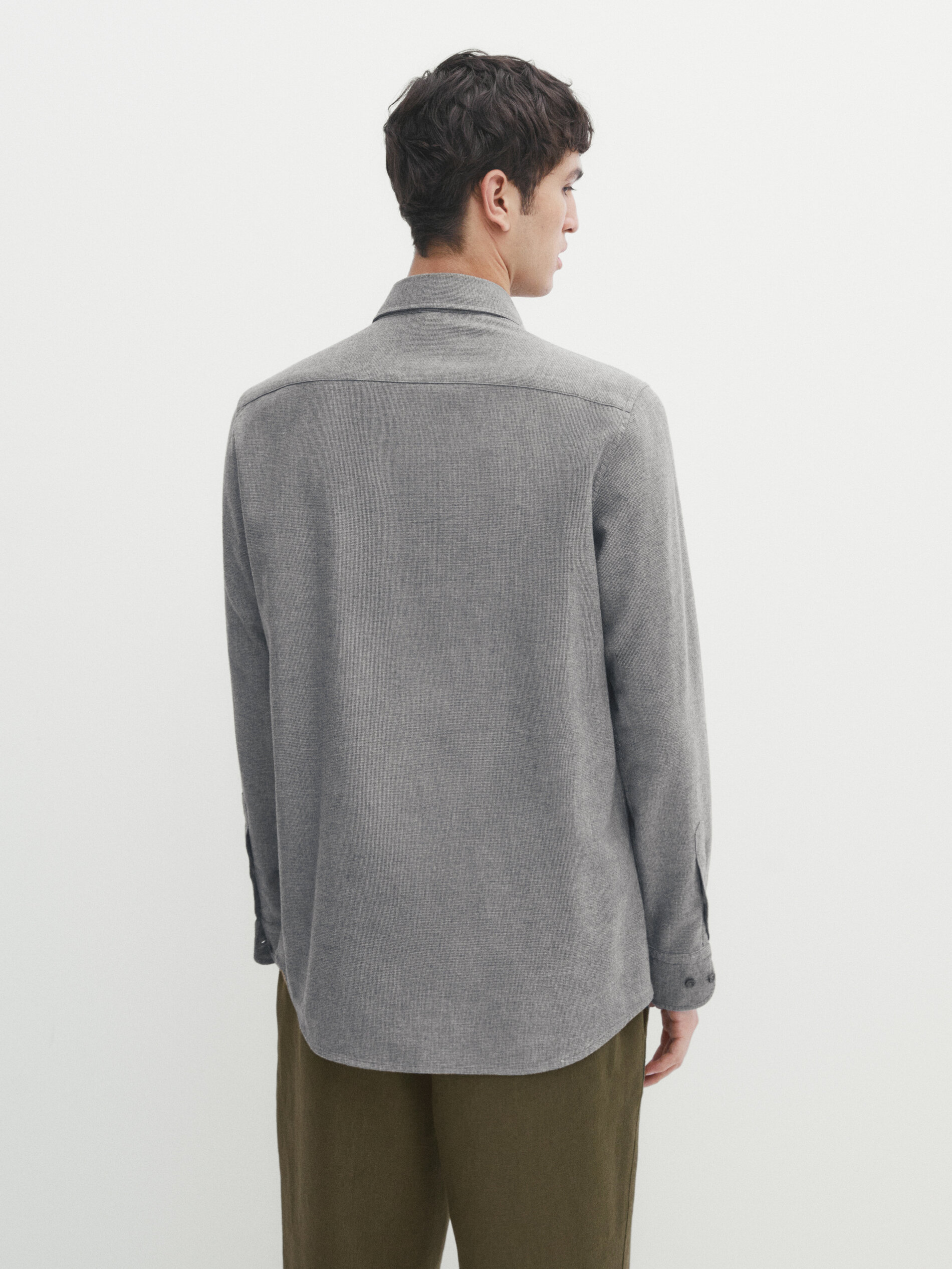Chemise en coton slim pied de poule